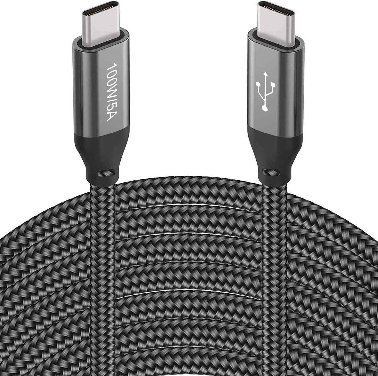 Main image of 20FT USB-C to USB-C Cable 100W/5A,Extra Long Type-C Fast Charging Cord for iPhone 15 Pro Max,Macbook Air/Pro,Samsung Galaxy S23 S22 Note 20,Moto G9 Plus,BLU G90 Pro,Sony PS5,Xbox,Surface,Switch,Laptop