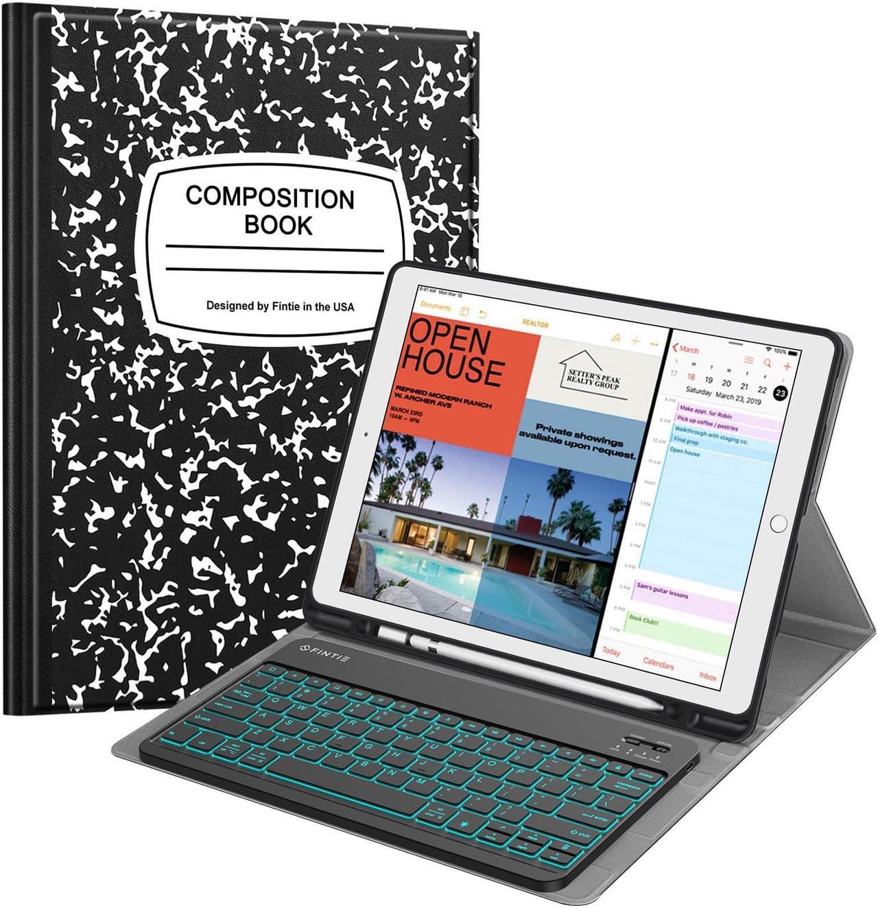 Main image of Fintie Keyboard Case - 2017/2015 iPad Pro 12.9 inch (Old Model) 1st & 2nd Gen Case, Soft TPU Protective Cover, [7 Color Backlit] Magnetically Detachable Wireless Bluetooth Keyboard, Composition B