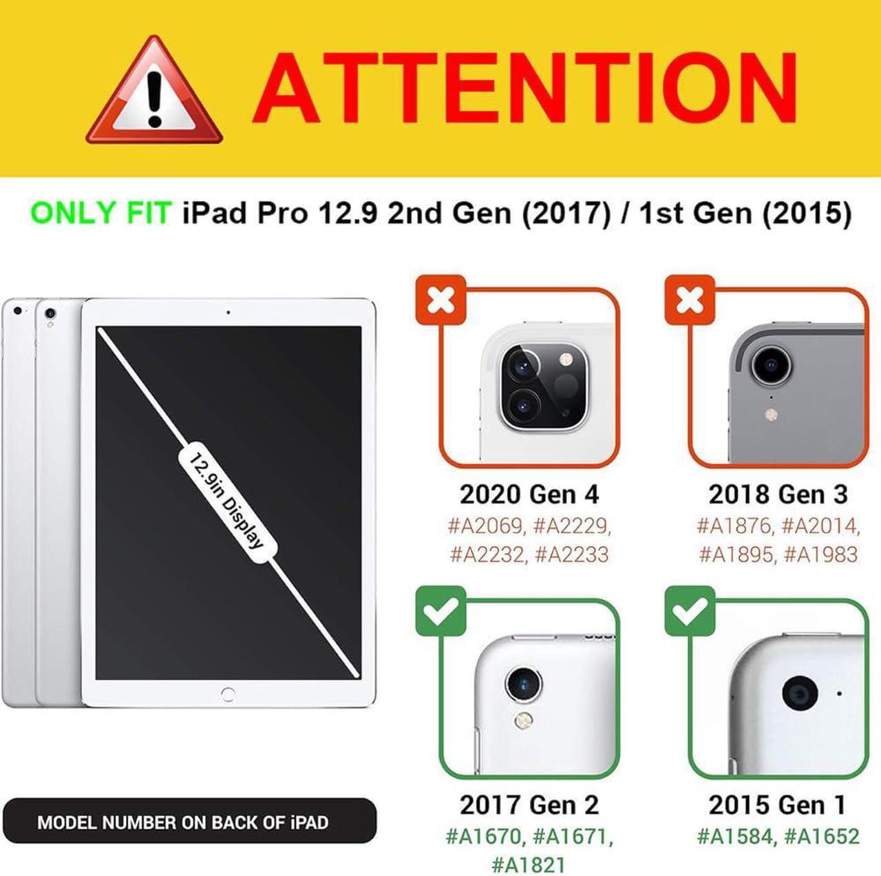 Alt view image 2 of 5 - Fintie Keyboard Case - 2017/2015 iPad Pro 12.9 inch (Old Model) 1st & 2nd Gen Case, Soft TPU Protective Cover, [7 Color Backlit] Magnetically Detachable Wireless Bluetooth Keyboard, Composition B