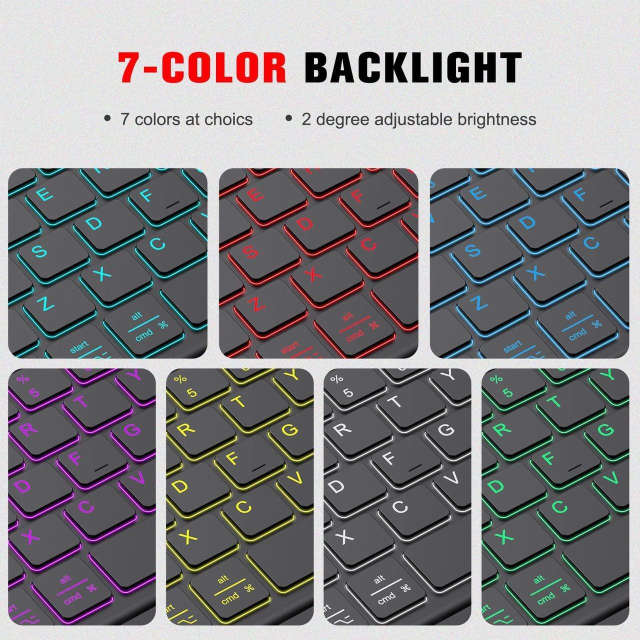 Alt view image 4 of 5 - Fintie Keyboard Case - 2017/2015 iPad Pro 12.9 inch (Old Model) 1st & 2nd Gen Case, Soft TPU Protective Cover, [7 Color Backlit] Magnetically Detachable Wireless Bluetooth Keyboard, Composition B