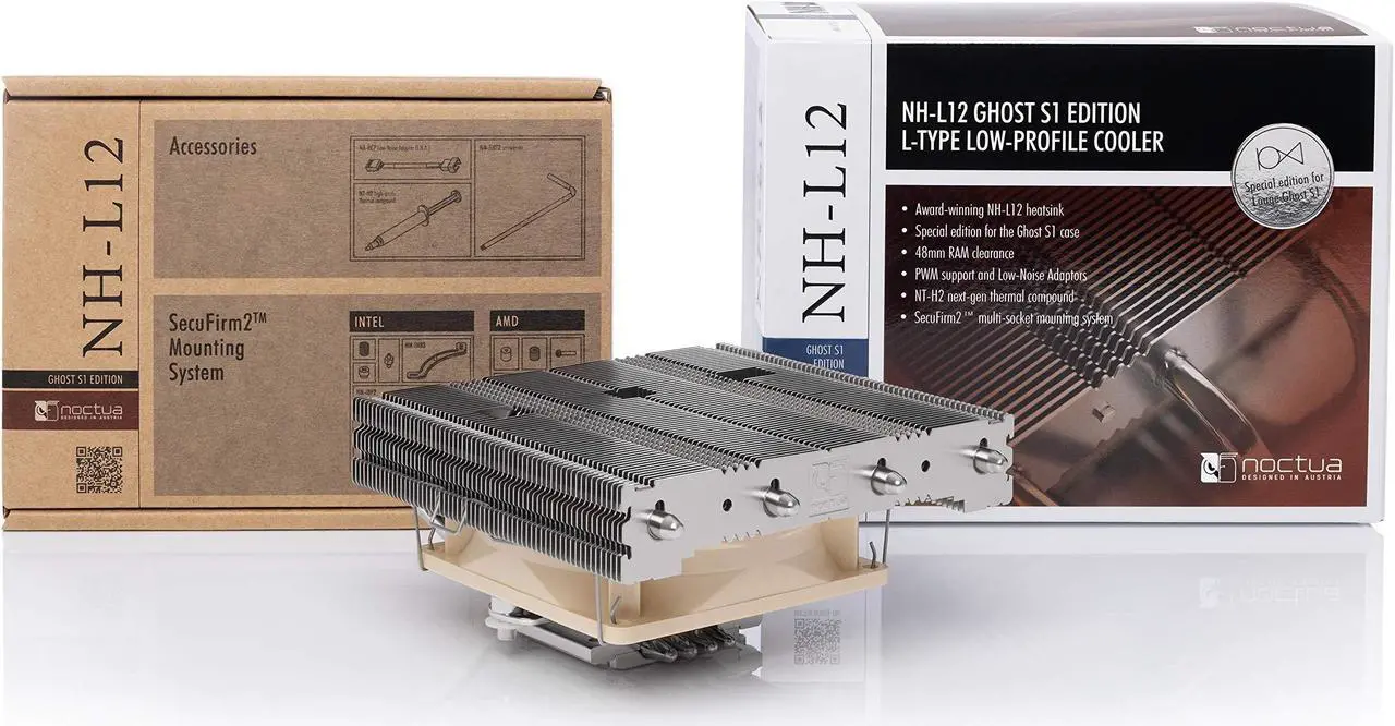 Alt view image 4 of 5 - Noctua NH-L12 Ghost S1 Edition, Premium Low Profile CPU Cooler with Quiet 92mm PWM Fan For Desktop (Brown)