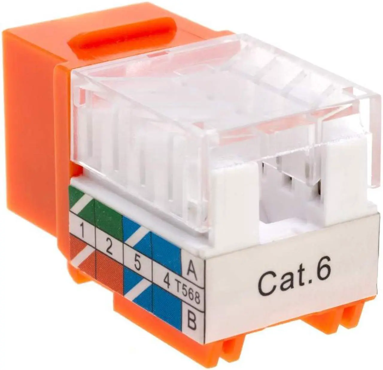 Alt view image 2 of 4 - cctv_4less Cat6 45deg Angled Keystone Ethernet Wall Jack Punch Down UTP 45-Degree (Easier Termination Than 90-Degree), RJ45 Slim Profile Speed Termination Orange Pack of 50