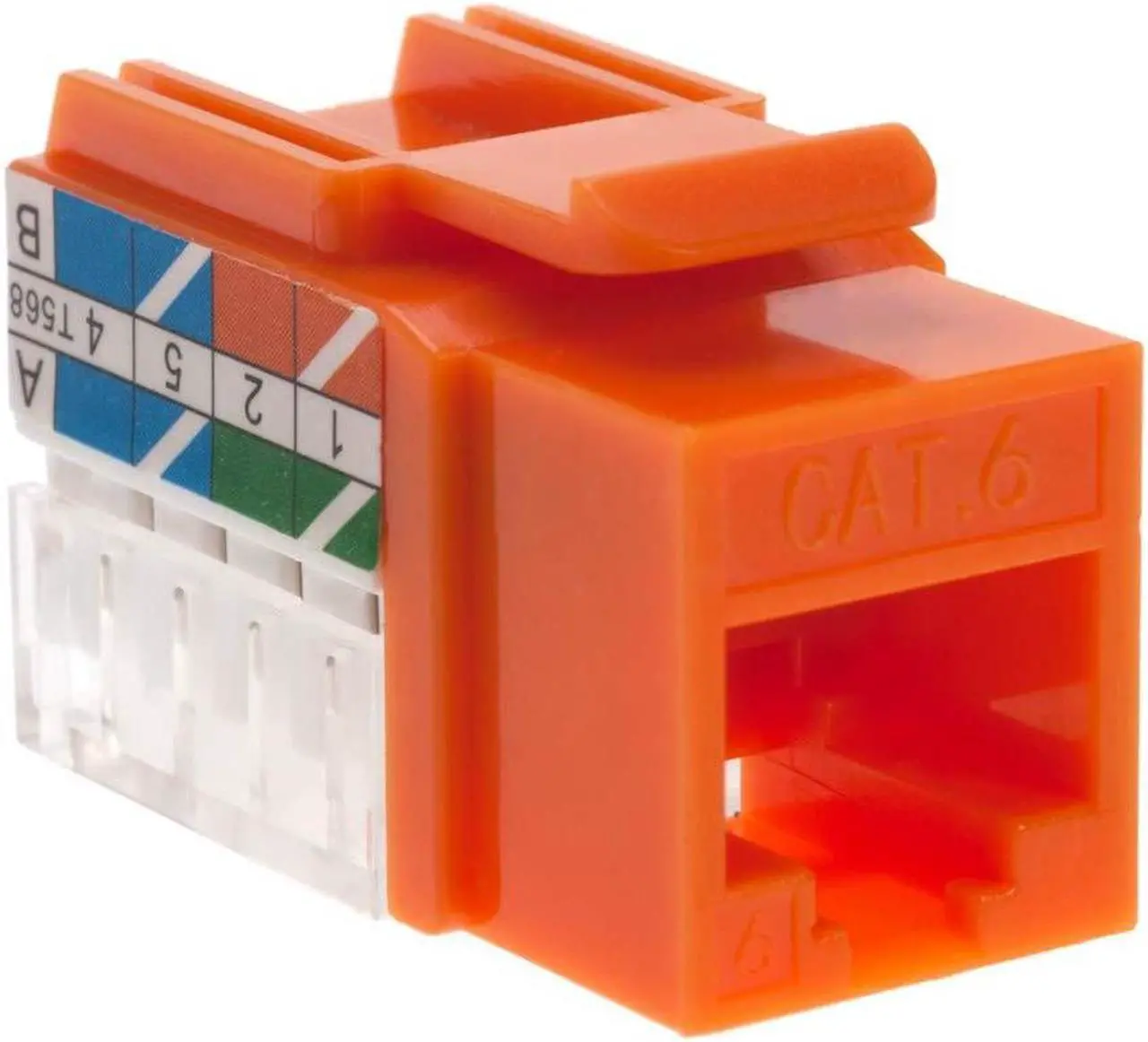 Alt view image 3 of 4 - cctv_4less Cat6 45deg Angled Keystone Ethernet Wall Jack Punch Down UTP 45-Degree (Easier Termination Than 90-Degree), RJ45 Slim Profile Speed Termination Orange Pack of 50
