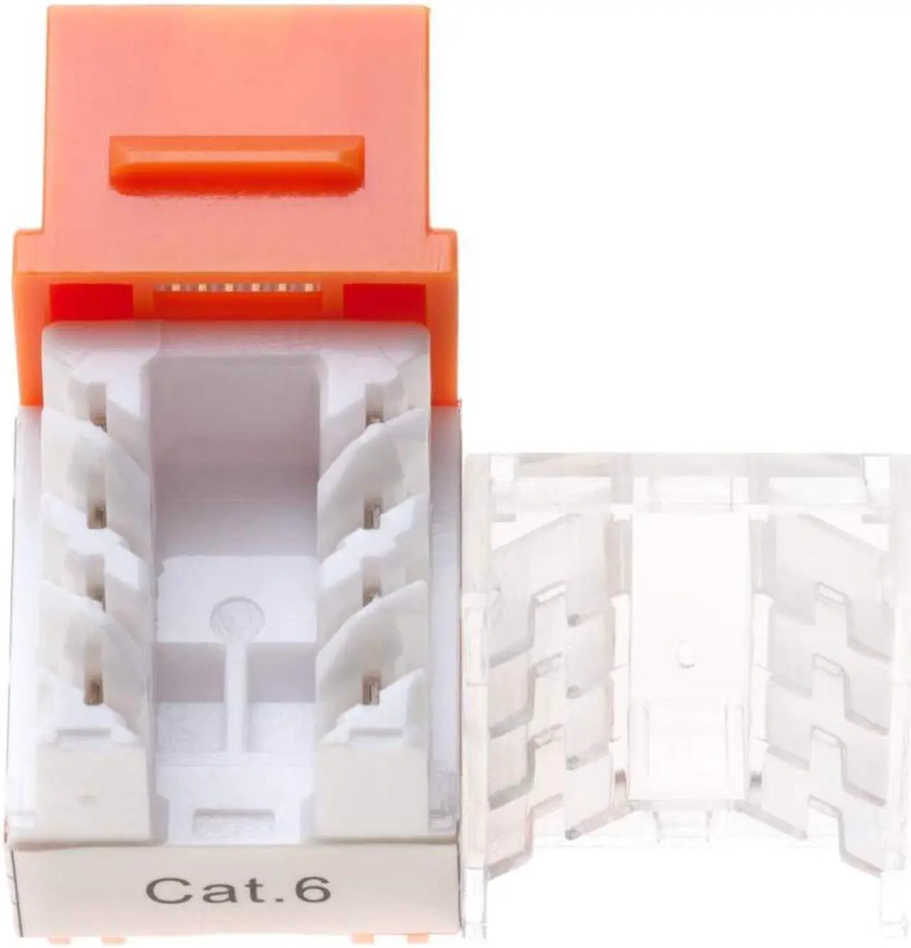 Alt view image 4 of 4 - cctv_4less Cat6 45deg Angled Keystone Ethernet Wall Jack Punch Down UTP 45-Degree (Easier Termination Than 90-Degree), RJ45 Slim Profile Speed Termination Orange Pack of 50