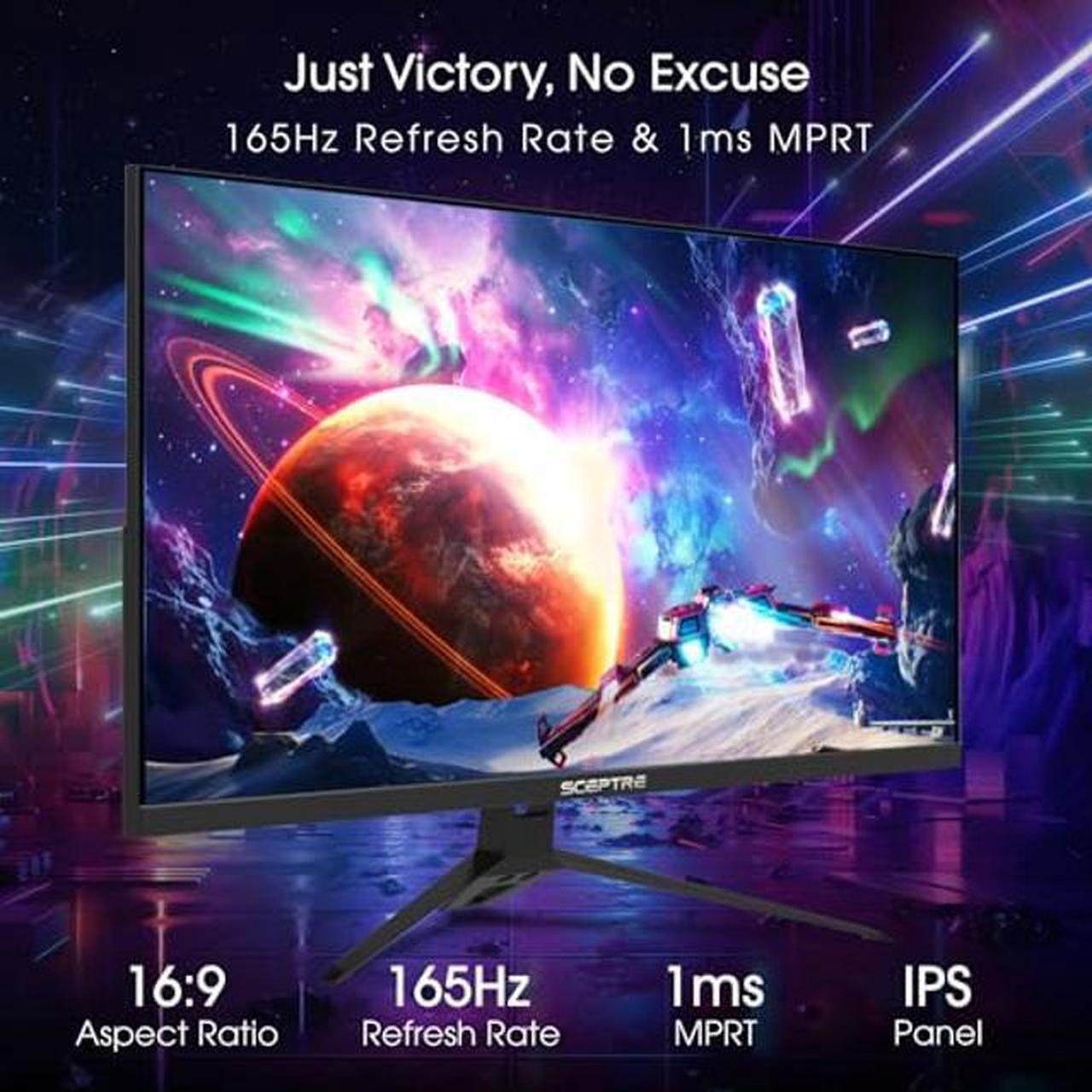 Alt view image 2 of 5 - Sceptre IPS 24" Gaming Monitor 165Hz 144Hz Full HD (1920 x 1080) FreeSync Eye Care FPS RTS DisplayPort HDMI Build-in Speakers, Machine Black 2020 (E248B-FPT168),IPS 24" 165Hz
