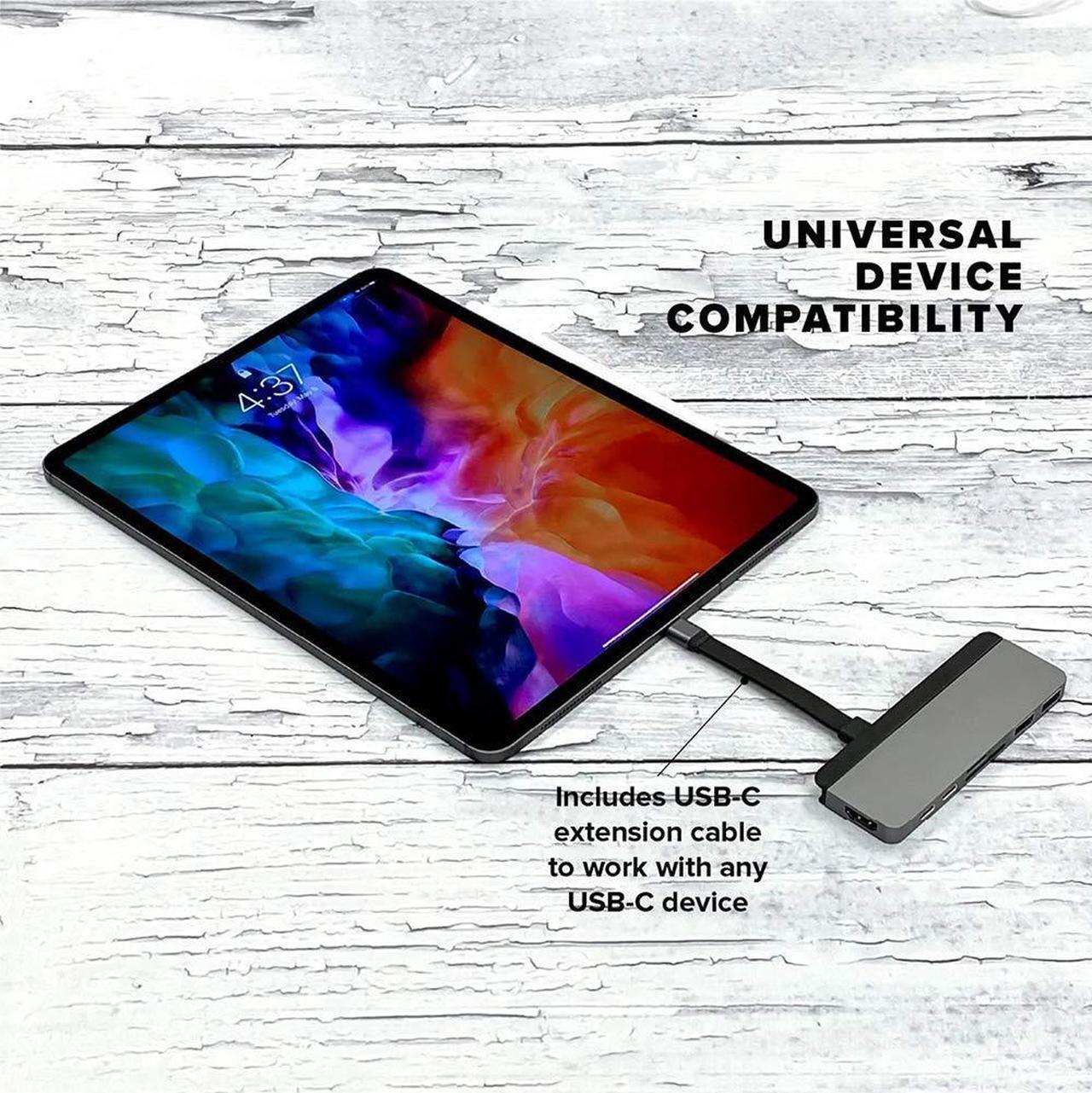 Alt view image 5 of 5 - HyperDrive USB C Hub, Mac Type-C Dual Hub Adapter for MacBook Pro Air 13" 15" 16" iPad Pro, USB-C Devices, 7in2: USBC PD 100W 40Gbps, 4K HDMI, microSD/SD Card Reader, 2xUSB 3.1 Space Grey