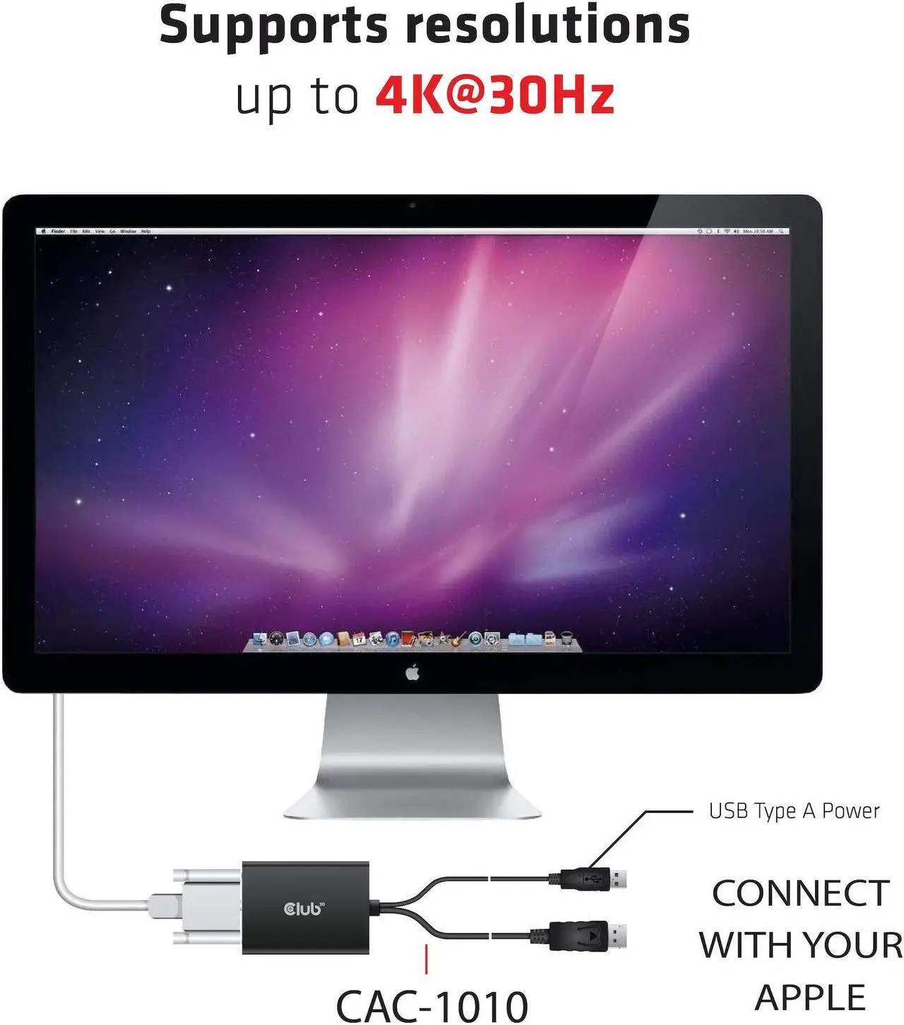 Main image of Club 3D CAC-1010-A DisplayPort to Dual Link DVI-D HDCP Off Version Active Adapter M/F for Apple Cinema Displays