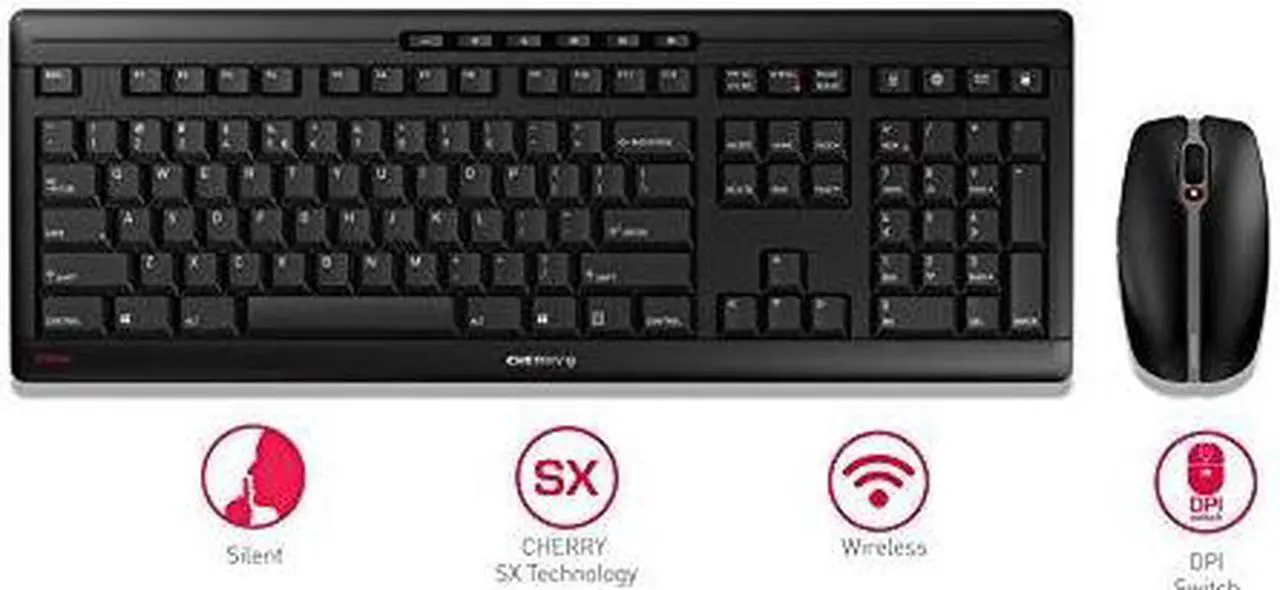 Main image of CHERRY Stream Desktop - Wireless Keyboard and Mouse Combo - US Layout - QWERTY Keyboard - Black