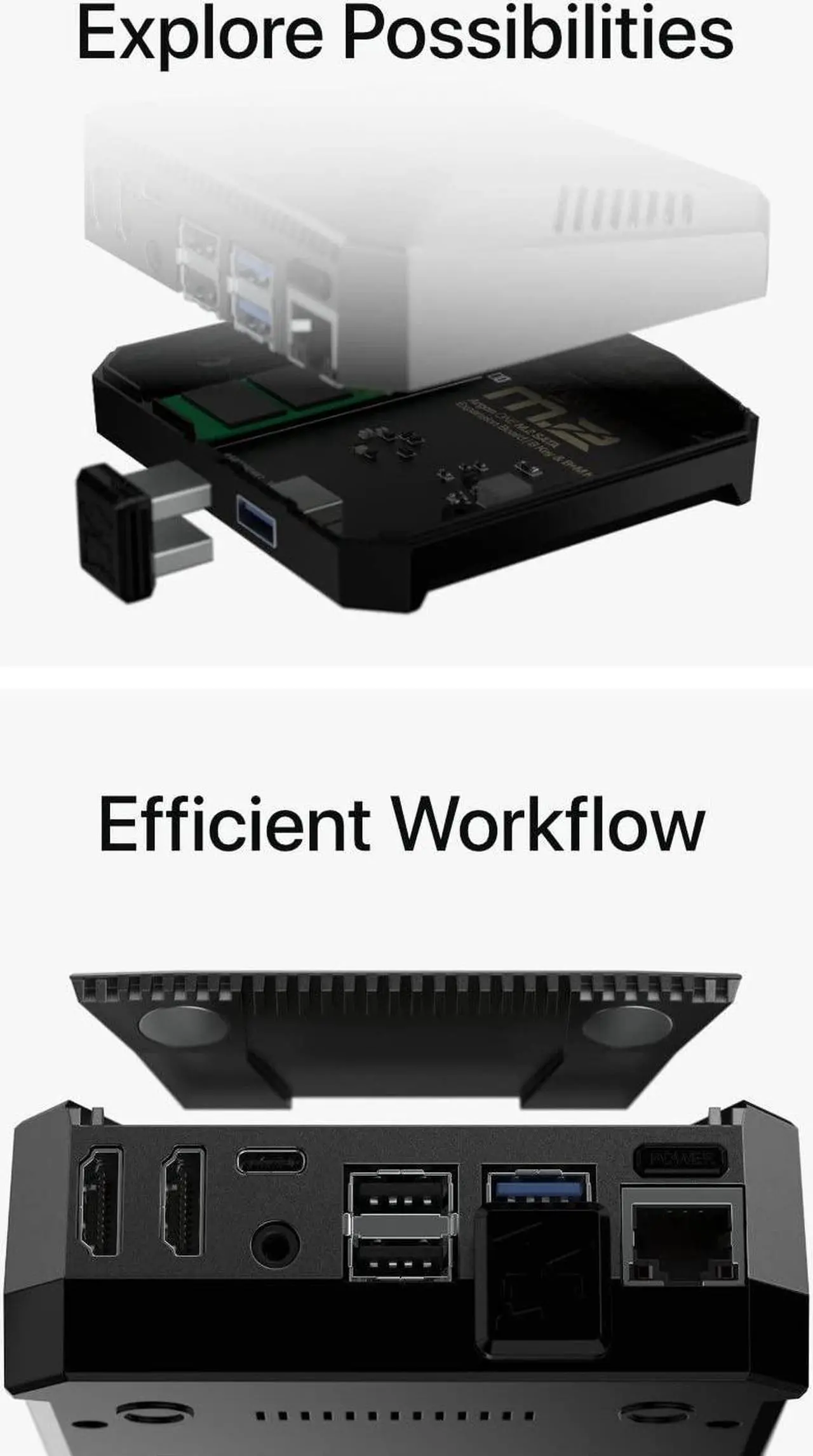Alt view image 4 of 5 - Argon ONE M.2 Aluminum Case for Raspberry Pi 4 with SATA SSD Support | Power Button and Fan | Compatible B-Key and B+M Key
