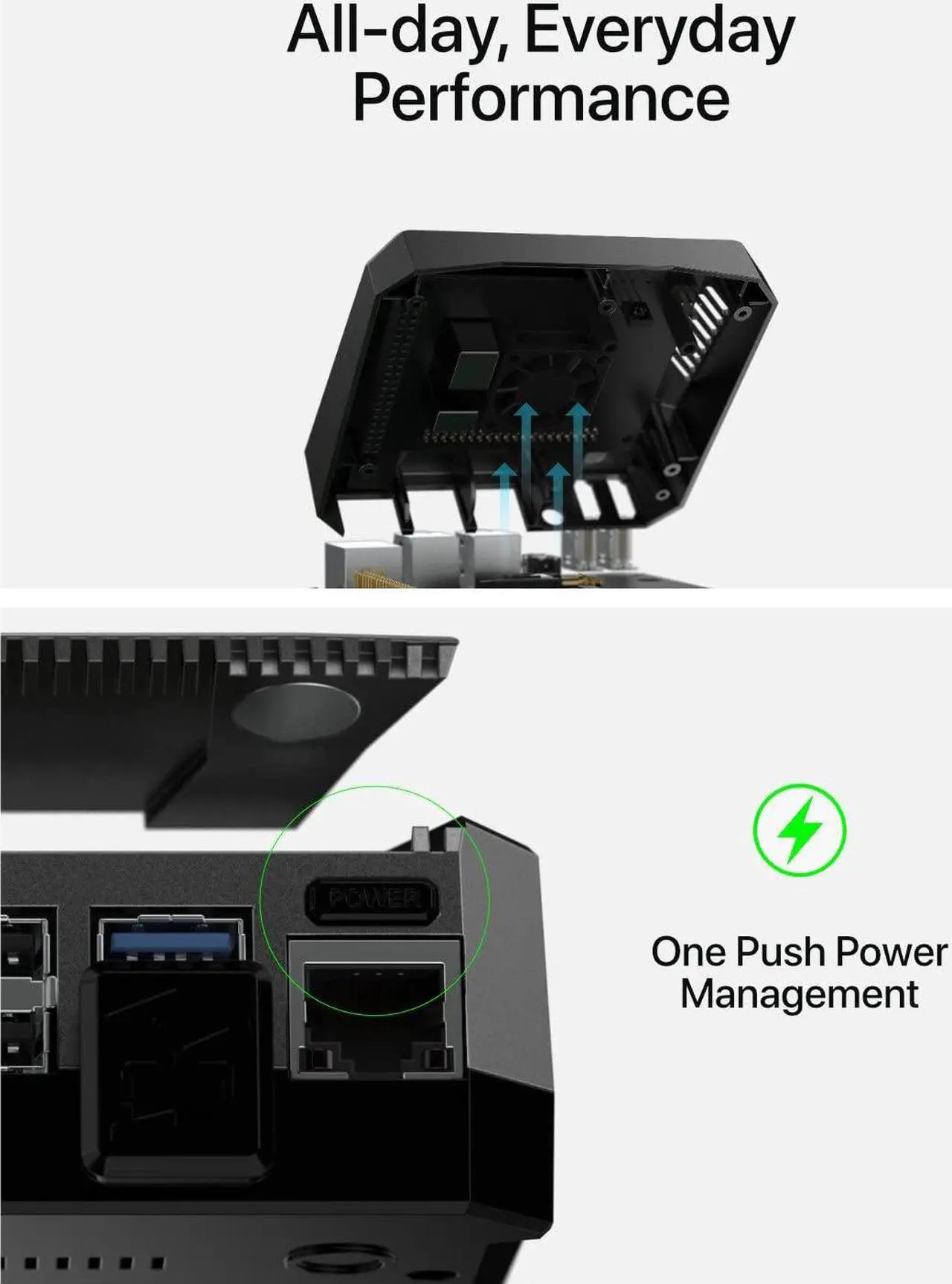 Alt view image 5 of 5 - Argon ONE M.2 Aluminum Case for Raspberry Pi 4 with SATA SSD Support | Power Button and Fan | Compatible B-Key and B+M Key