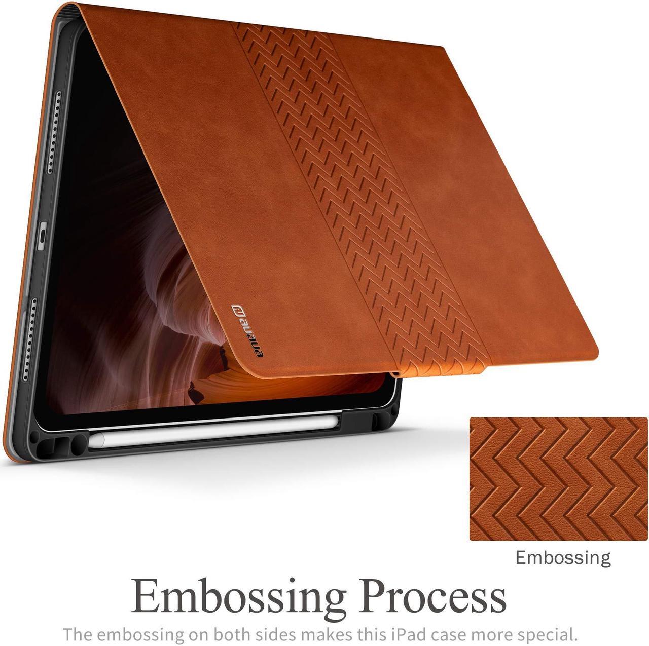 Alt view image 3 of 5 - auaua Case for iPad Air 5th Generation(2022), iPad Air 4th Generation (2020), with Pencil Holder, Auto Sleep/Wake, Vegan Leather, Adjustable Stand Cover (Brown)