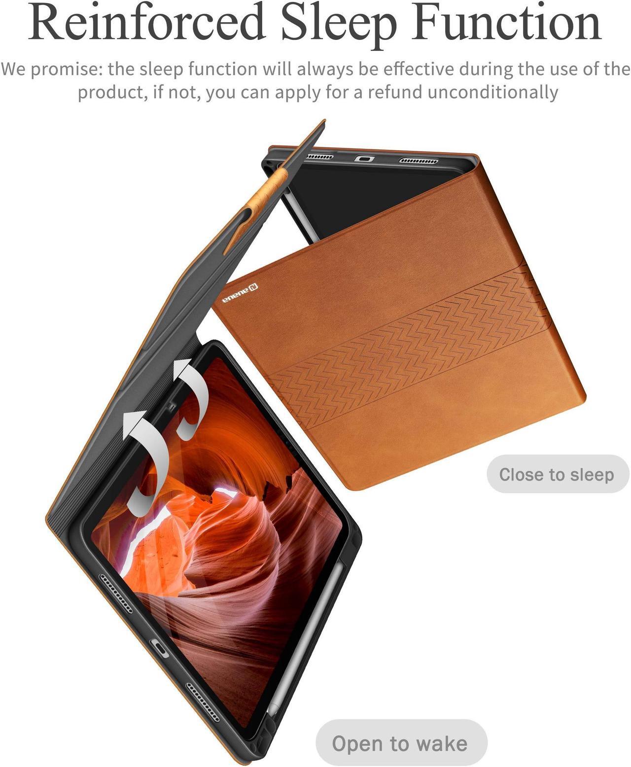 Alt view image 5 of 5 - auaua Case for iPad Air 5th Generation(2022), iPad Air 4th Generation (2020), with Pencil Holder, Auto Sleep/Wake, Vegan Leather, Adjustable Stand Cover (Brown)