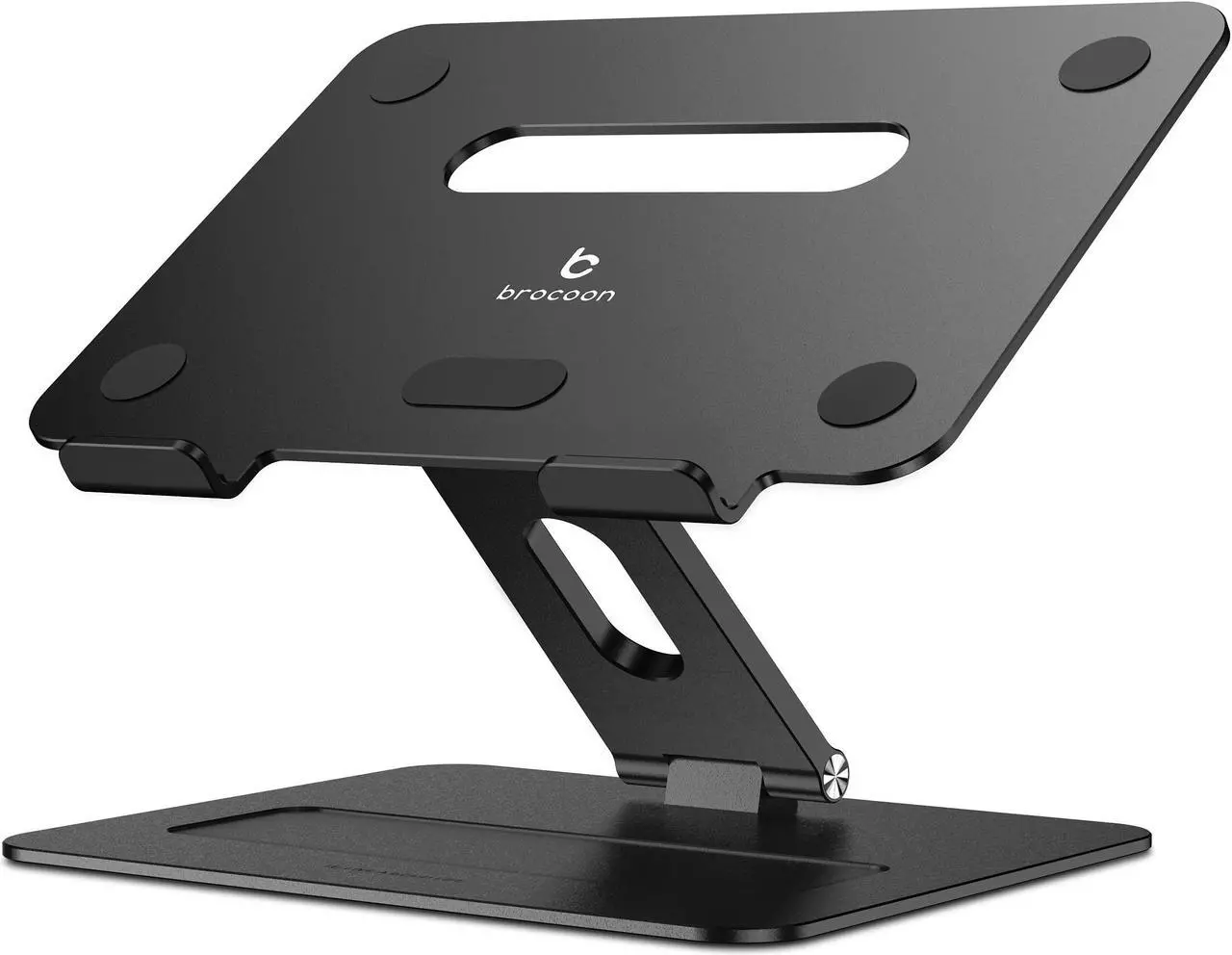 Main image of brocoon Laptop Stand, Adjustable Laptop MacBook Stand for Desk, Ergonomic Aluminum Computer Stand with Heat-Vent, Laptop Riser Compatible for 10-17" Laptops