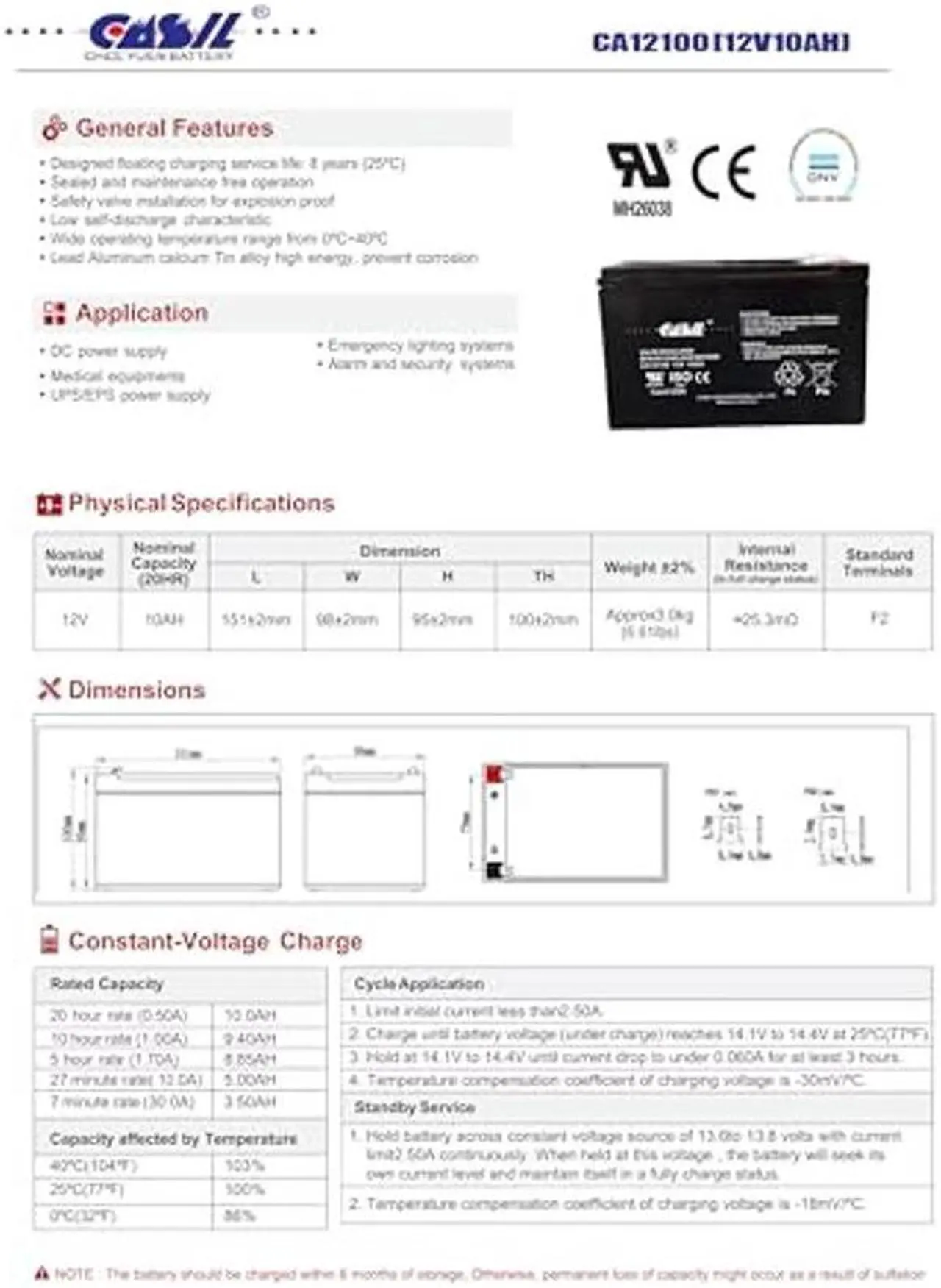 Alt view image 5 of 5 - Casil 12V 10Ah Replacement Battery Compatible with APC Smart-UPS SMT1000, SMC1500, SMT1000C, SMT1000US, SU1000, SU1000BX120, SUA1000US, SUA1000 2 Pack