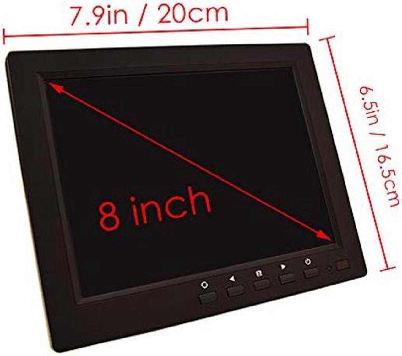 Alt view image 2 of 5 - 8 inch CCTV Monitor, TFT LCD Security Screen with VGA HDMI AV BNC USB Audio in/Out Ports Built-in Speaker, HD Display for Surveillance Camera STB 1024x768 Resolution with Car Power Adapter 12-24V