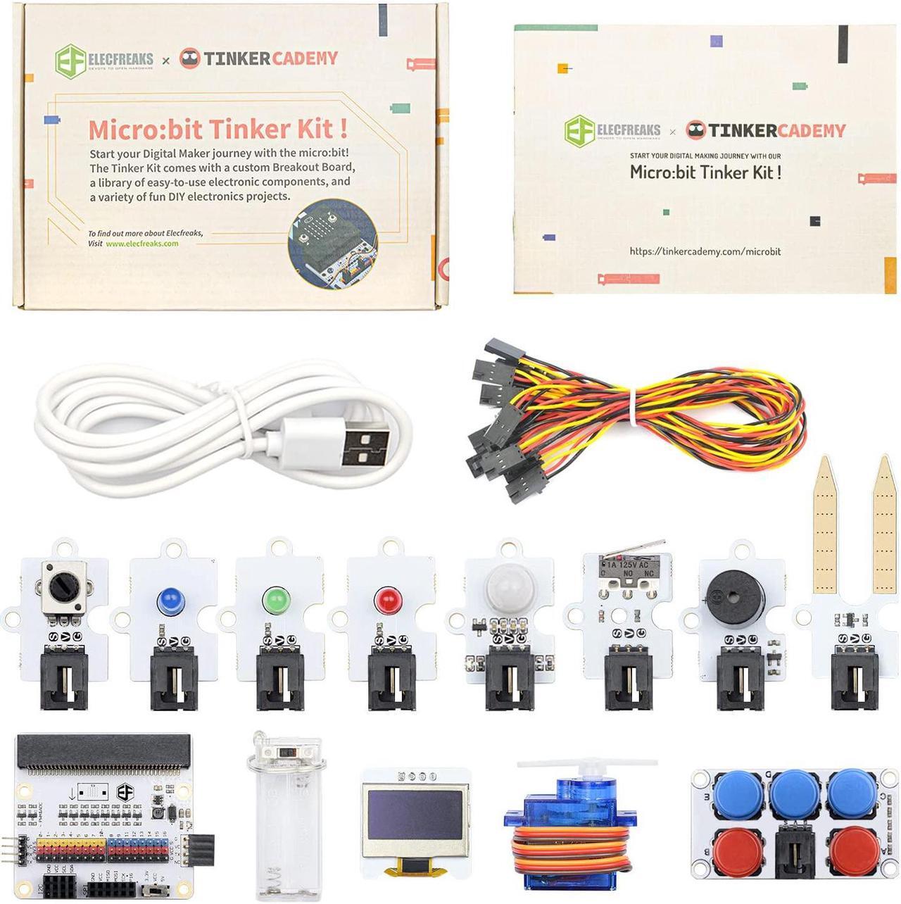Main image of ELECFREAKS microbit Tinker Kit for Kid Micro:bit Sensor Starter Kit with 35 Projects, DIY Programming STEM kit with Basic Coding Electronics Modules and Wiki Tutorial(Without Micro:bit)