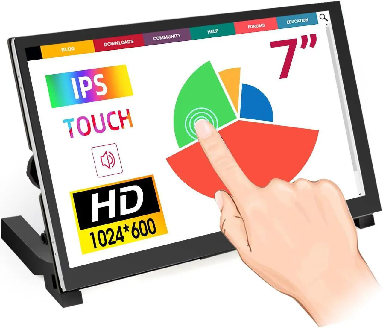 Main image of ELECROW 7 Inch Monitor 1024x600 Portable Touchscreen Monitor for Laptop Compatible with Raspberry Pi Banana Pi Jetson Nano Computer