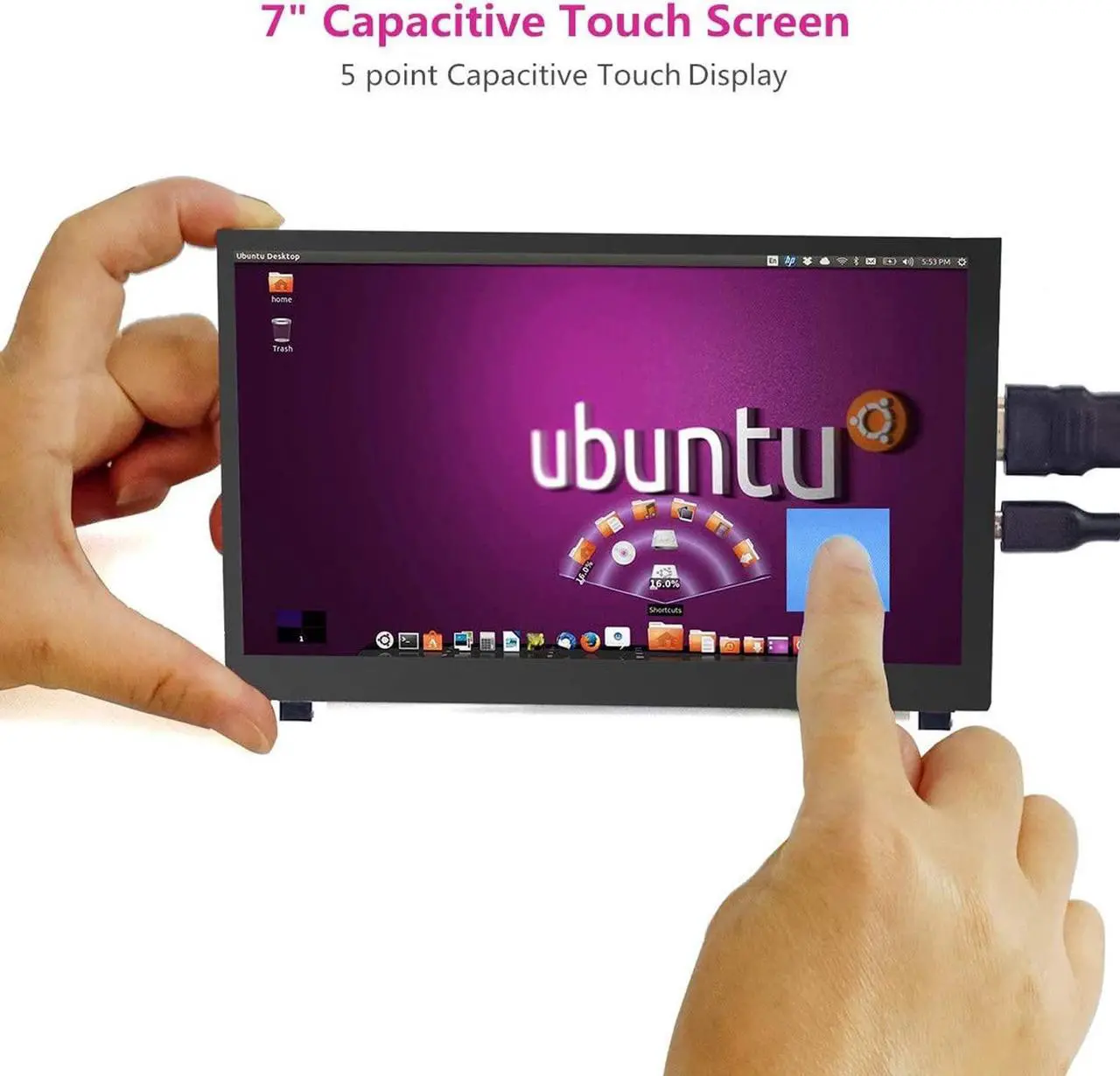 Alt view image 2 of 5 - ELECROW 7 Inch Monitor 1024x600 Portable Touchscreen Monitor for Laptop Compatible with Raspberry Pi Banana Pi Jetson Nano Computer