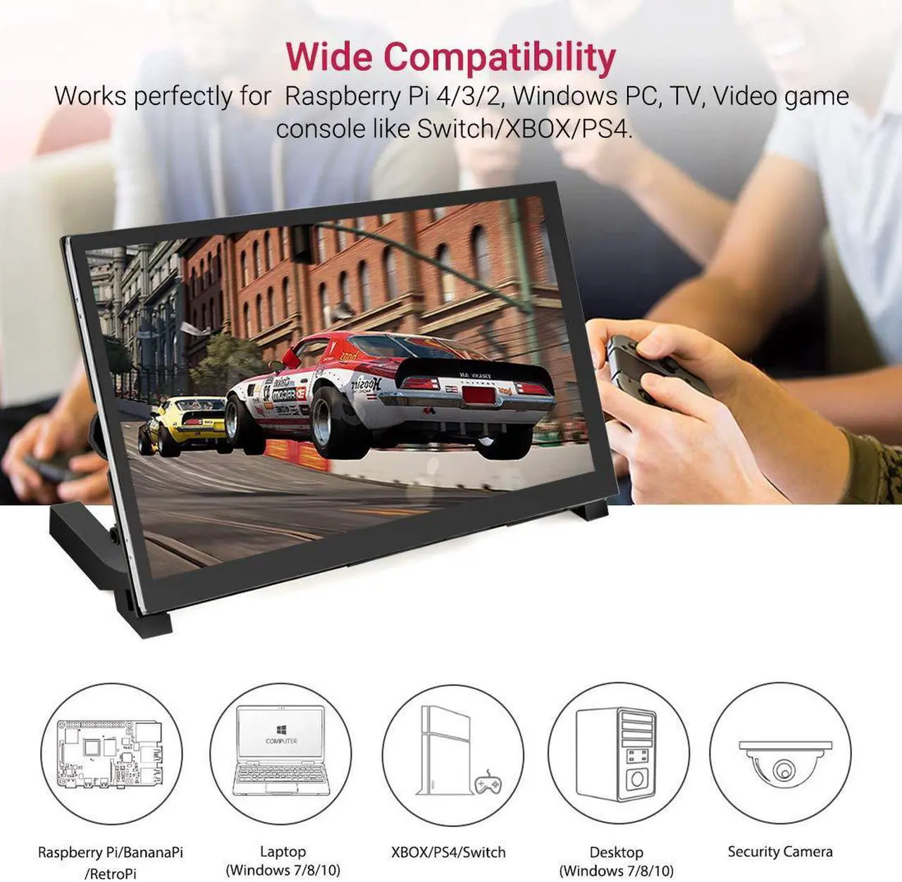Alt view image 4 of 5 - ELECROW 7 Inch Monitor 1024x600 Portable Touchscreen Monitor for Laptop Compatible with Raspberry Pi Banana Pi Jetson Nano Computer
