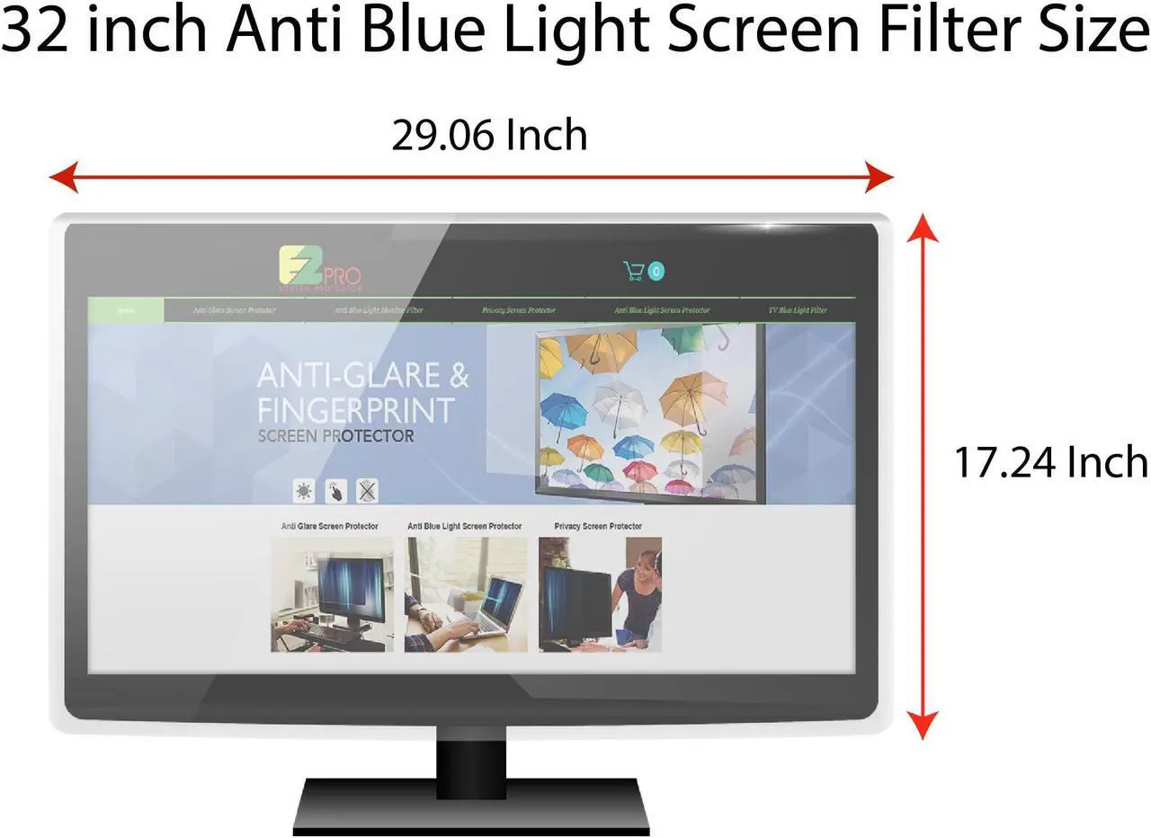Alt view image 2 of 5 - Premium Anti Blue Light Screen Filter for 32 Inches Computer Monitor, Screen Filter Size is 17.3" Height x29 Width, Blocks Harmful Blue Light, Reduce Digital Eye Strain Help Sleep Better