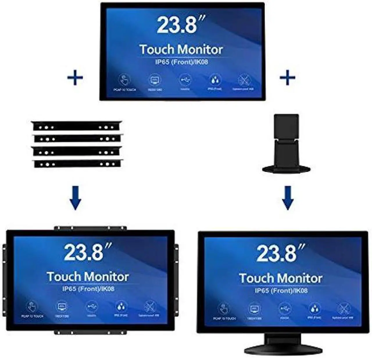 Alt view image 4 of 5 - GreenTouch 23.8 Inch 10 Points Open Frame PCAP Touchscreen Monitor - Industrial Touch Display -16:9 -TFT LCD