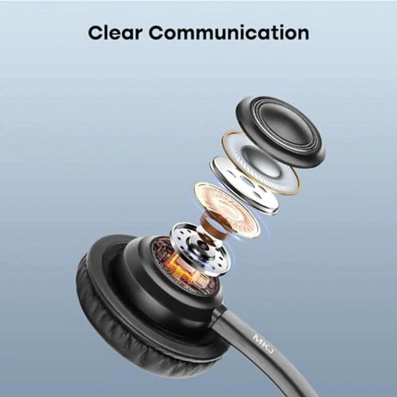 Alt view image 4 of 5 - MKJ USB Headset with Microphone Noise Cancelling for PC, Computer Headset for Call Center & Home Office, Wired Headphones with Mic for Skype, Ms Teams, Zoom, Business, VoIP Softphone