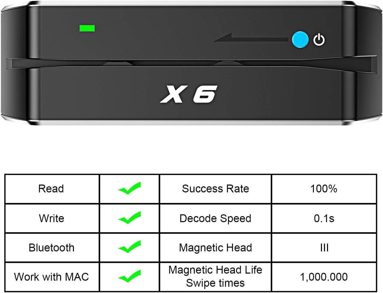 Alt view image 2 of 5 - X6 BT Bluetooth Magnetic VIP Card Reader Writer USB 3 Tracks Swipe Encoder [Upgraded Version]