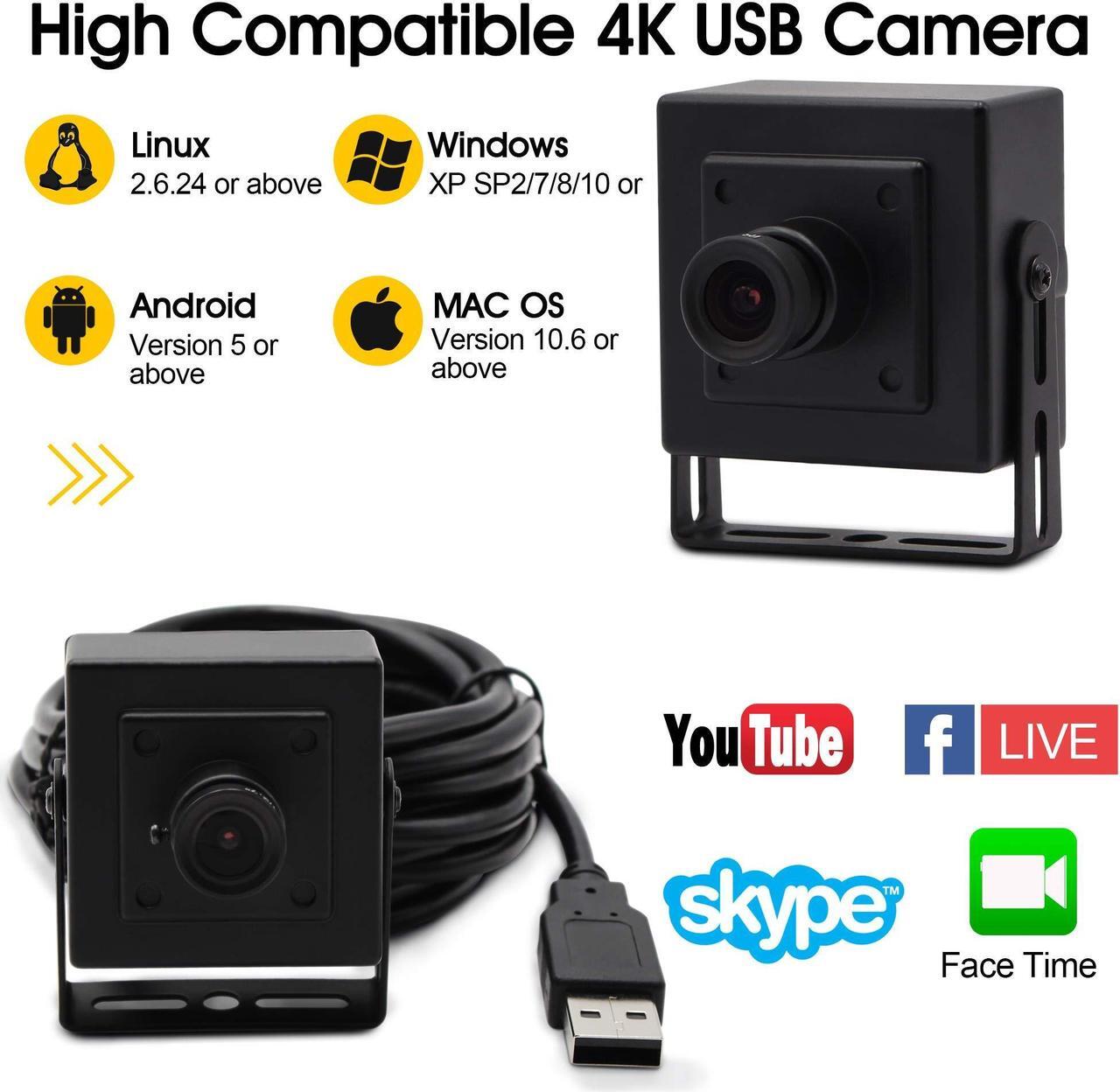 Alt view image 2 of 5 - 4K USB Camera with 170degree Fisheye Lens HD Video Audio Webcam High Speed Wide Angle PC Camera IMX317 USB with Camera for Computer Mini UVC USB2.0 Web Camera for Laptop Jetson Nano Raspberry Pi