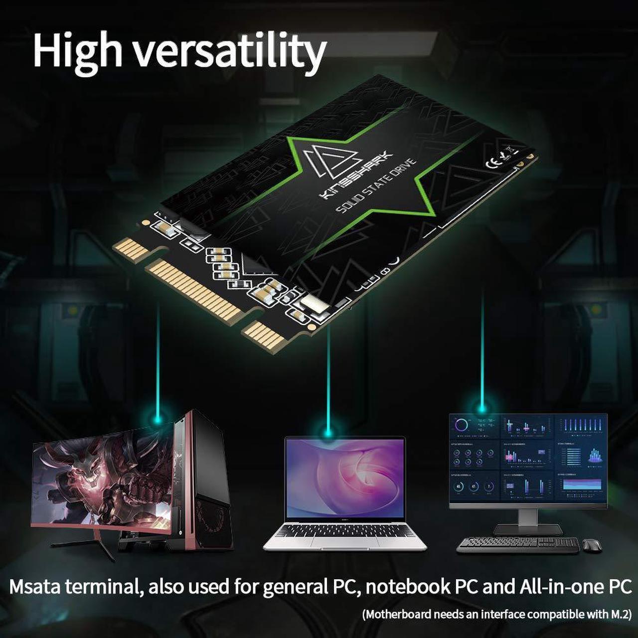 Alt view image 4 of 5 - Kingshark Gamer SSD M.2 2242 500GB Internal Ngff SSD 42MM SATA III 6Gb/s (500GB, M.2 2242)