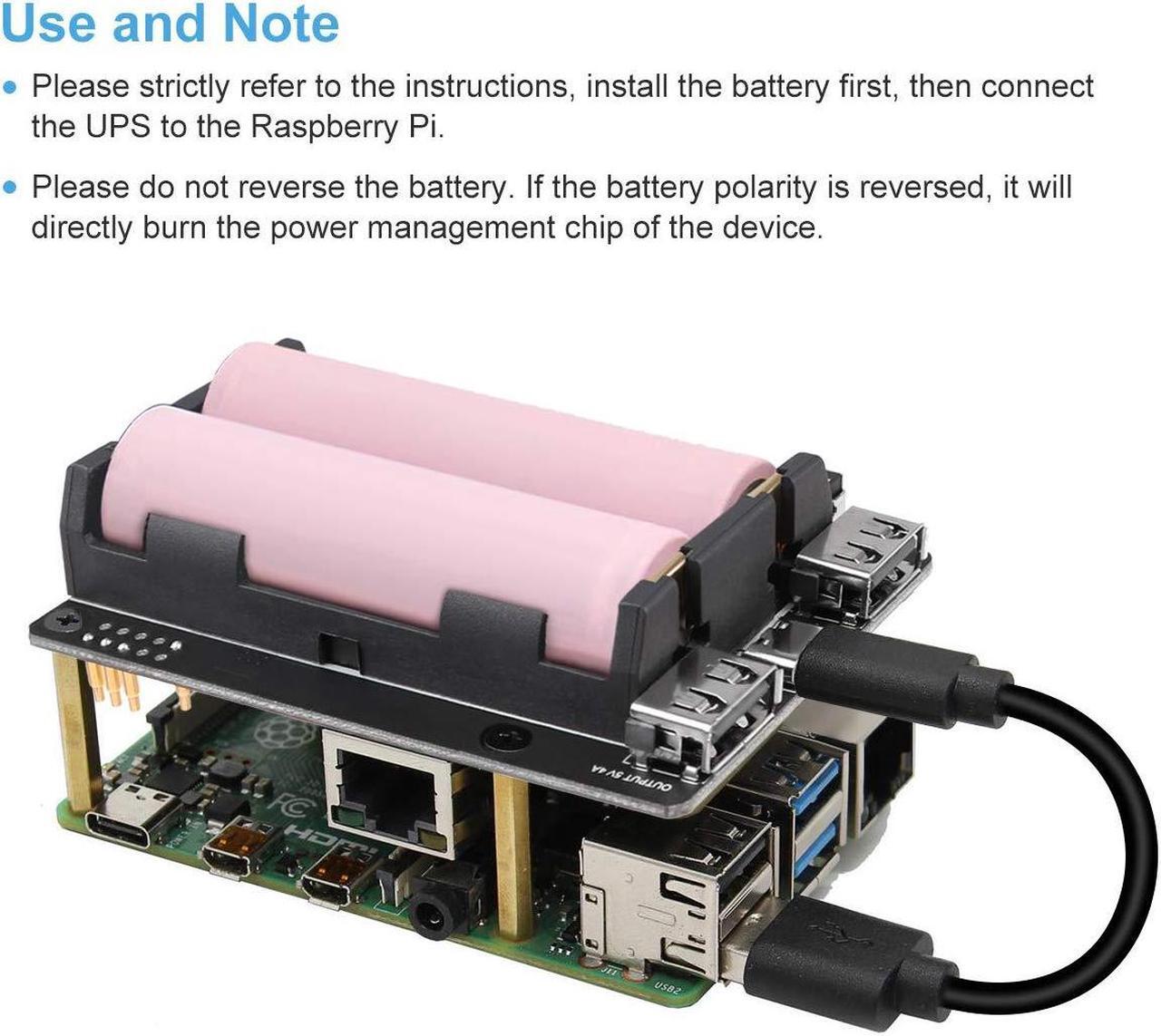 Alt view image 3 of 5 - MakerHawk Raspberry Pi UPS Power Supply Uninterruptible UPS HAT 18 650 Battery Charger Power Bank Power Management Expansion Board 5V for Raspberry Pi 4 Model B / 3B + / 3B (Not include battery)