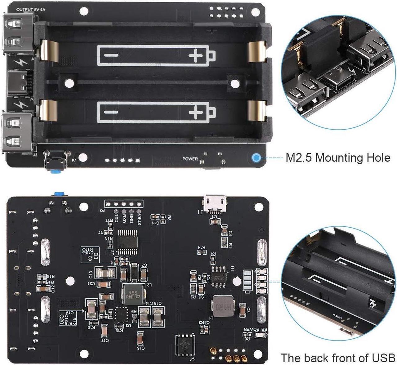 Alt view image 4 of 5 - MakerHawk Raspberry Pi UPS Power Supply Uninterruptible UPS HAT 18 650 Battery Charger Power Bank Power Management Expansion Board 5V for Raspberry Pi 4 Model B / 3B + / 3B (Not include battery)