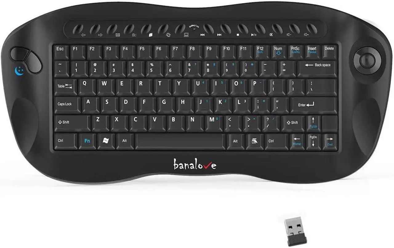 Main image of Wireless Keyboard with Trackball Mouse, 2.4G Handheld Multimedia Keyboard Built in Trackball, Scroll Wheel & Hotkeys for HTPC, TV Box, Laptop, Desktop, Compatible with Windows, Mac, Android (Black)