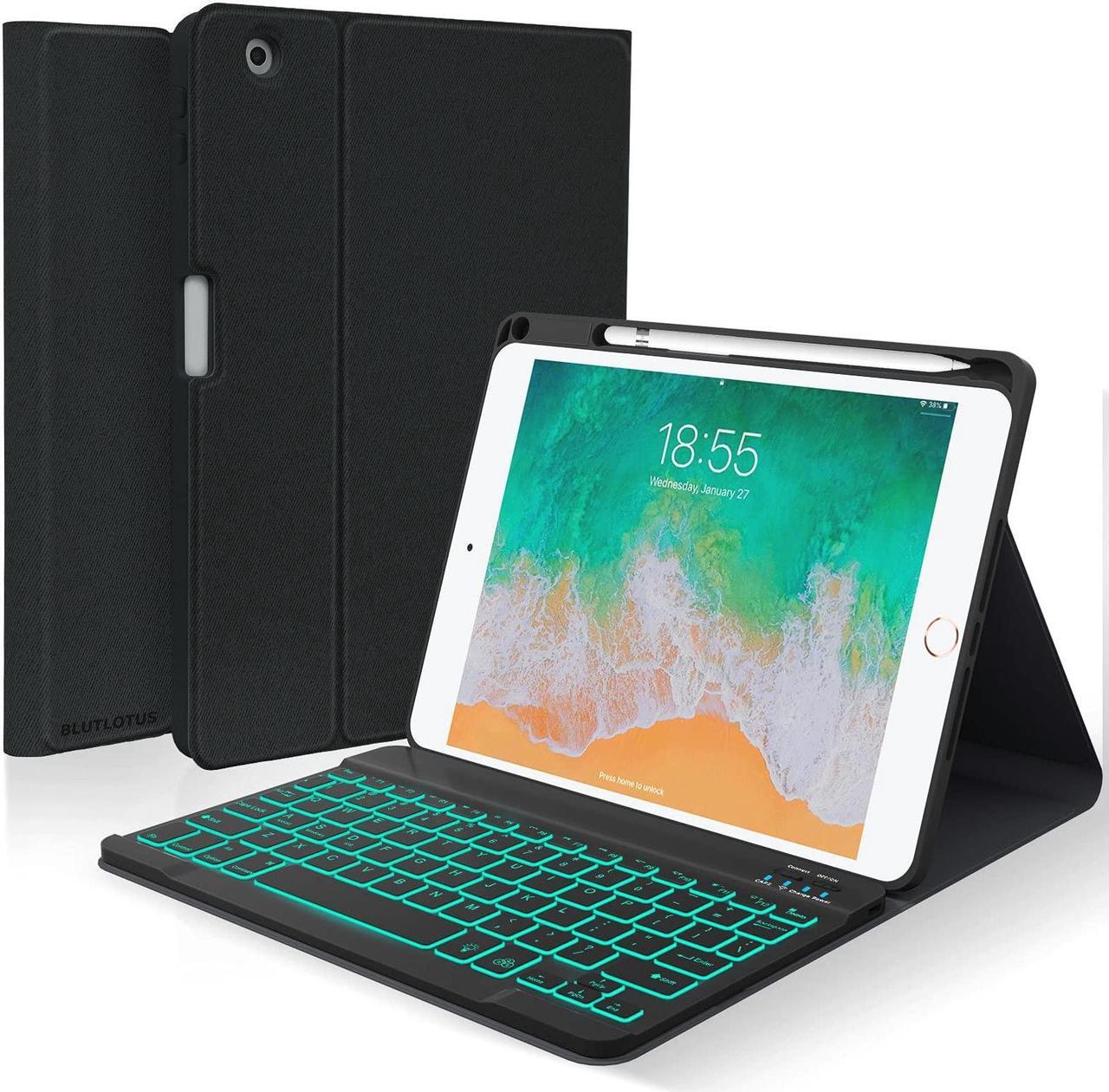 Main image of Keyboard case for iPad 5th/6th Generation 2017/2018, 9.7 Inch iPad Air 2 Case with Keyboard, Removable Wireless Backlit Keyboard Detachable, Folio Smart Cover, Tablet Case with Pencil Holder(Black)