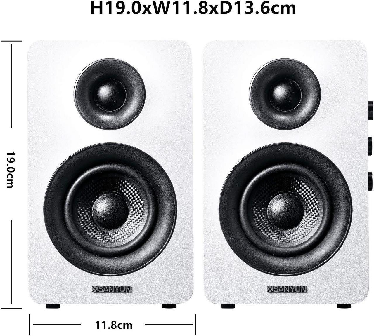 Alt view image 2 of 5 - Sanyun SW208 3" Active Bluetooth 5.0 Bookshelf Speakers - 60W Carbon Fiber Speaker Unit - Built-in 24bit DAC Dynamic 3D Surround Sound 2.0 Computer PC Monitor Gaming (Pair, White)