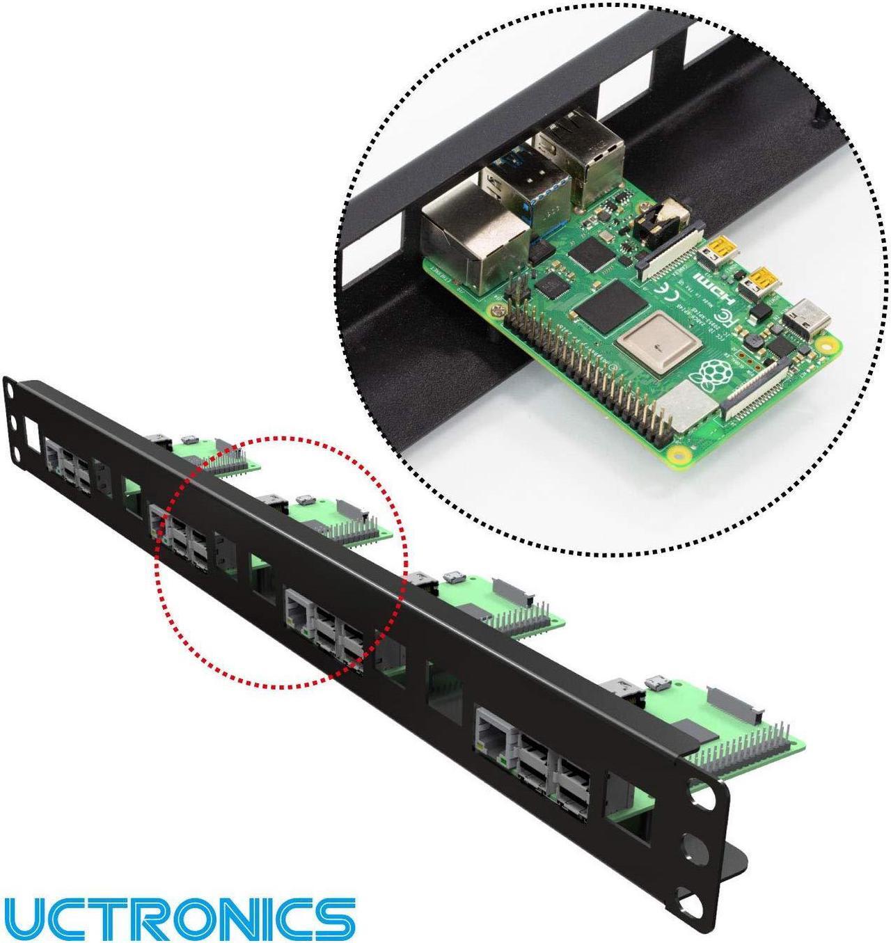 Alt view image 3 of 5 - UCTRONICS 1U Rack for Raspberry Pi, 19" Rackmount Supports 1-4 Units of All Raspberry Pi 5/4B/3B/B+ Models