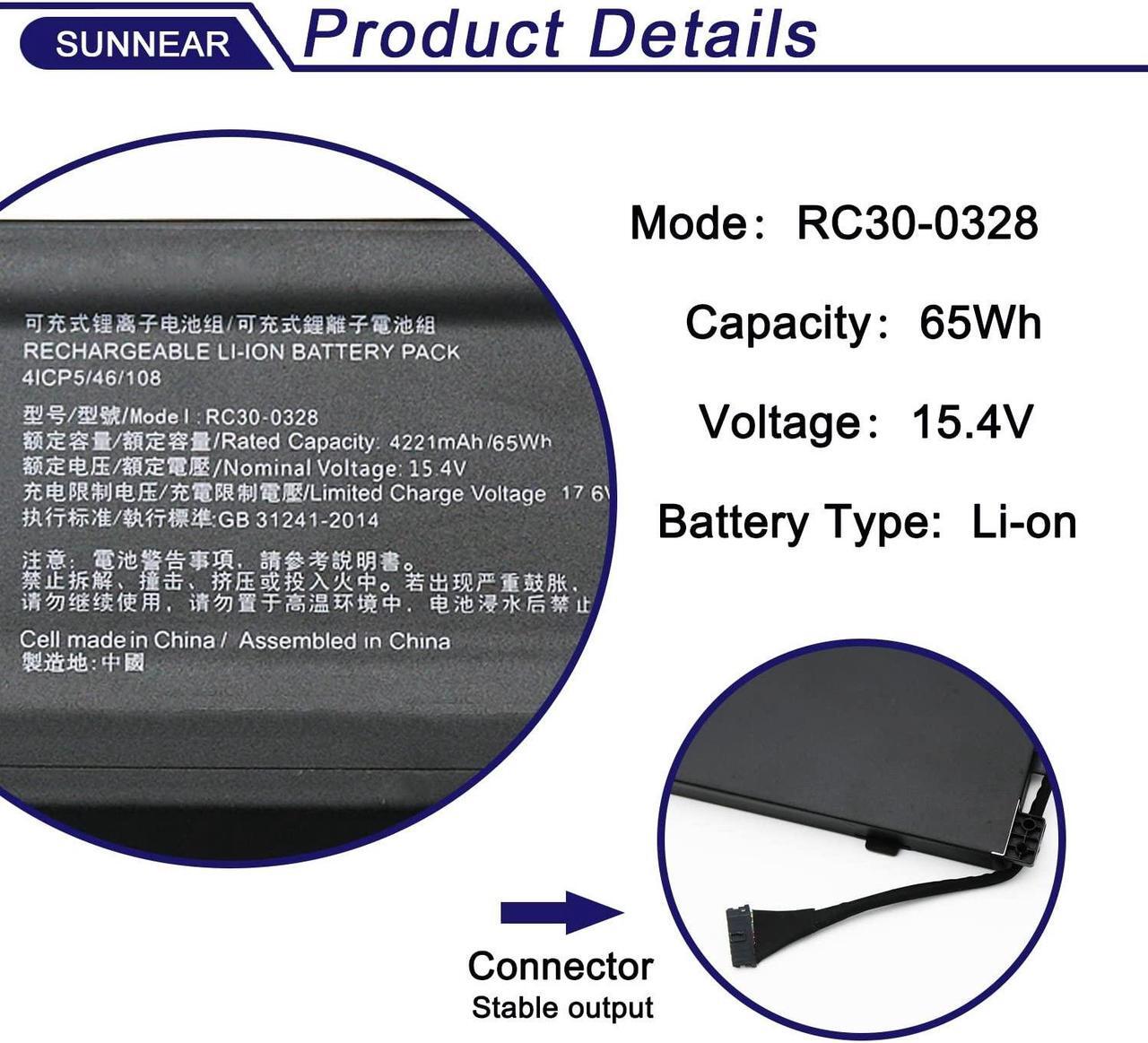 Alt view image 2 of 5 - SUNNEAR RC30-0328 Laptop Battery Replacement for Razer Blade 15 Base 2020 2021 RZ09-0328 RZ09-0328X RZ09-03286 RZ09-03287 RZ09-03289 RZ09-03287E22 RZ09-0369 RZ09-0369X RZ09-0410 RZ09-0410BE22