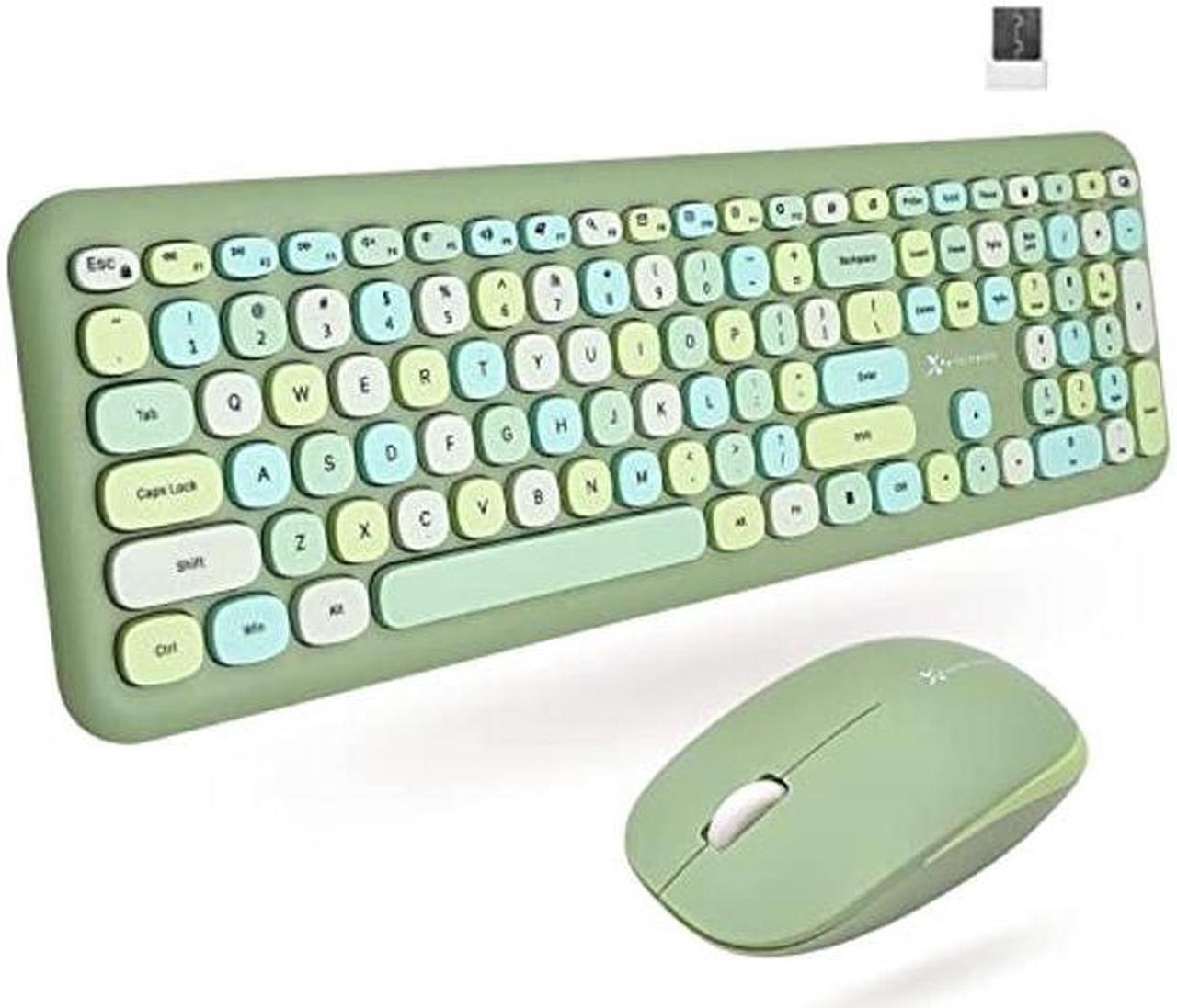 X9 Colorful Keyboard and Mouse Combo - 2.4G Wireless Connectivity - Transform Your Space with a Cute Wireless Keyboard and Mouse Retro Set - Green Keyboard and Mouse - Aesthetic Keyboard