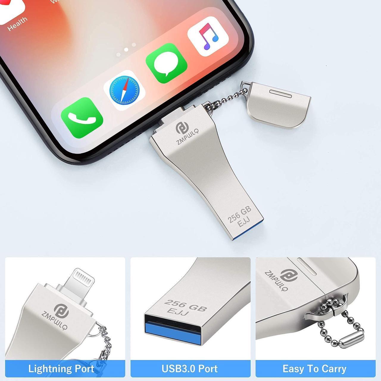 Alt view image 5 of 5 - PL ZMPWLQ iPhone-Photo-Stick 256GB+512GB iOS MFi iPhone-Thumb-Drive External-iPhone-Storage USB-Flash-Drive-for-iPhone Backup Storage iPad Photo Storage Device Memory Stick for iPhone iPad PC