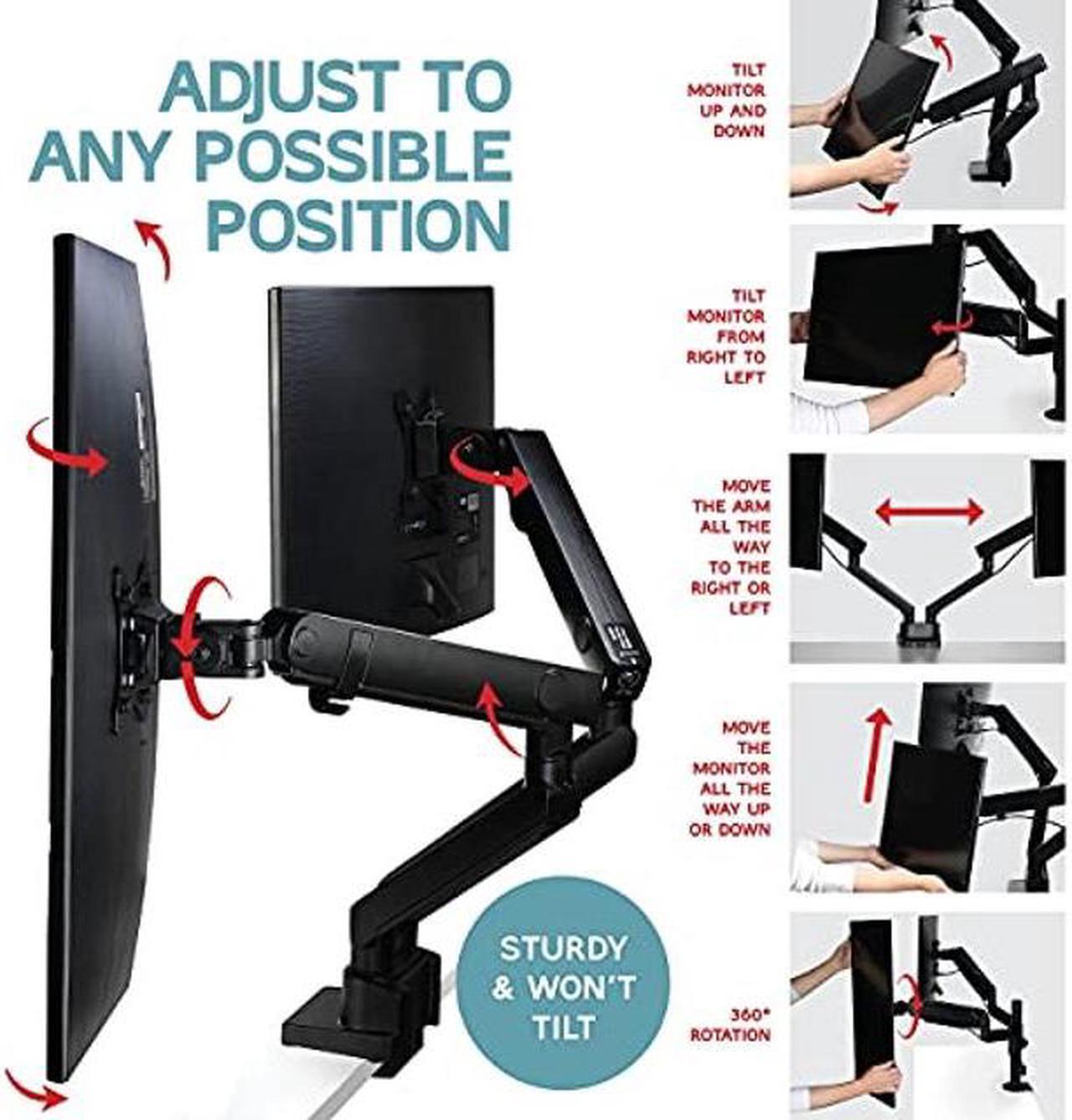 Alt view image 4 of 5 - Dual Monitor Arm, Dual Monitor Mount, Dual Monitor Desk Mount up to 32 Inch Computer Screens, Dual Monitor Stand VESA Mount, Monitor Mount & Monitor Arms for 2 Monitors, Computer Monitor Arms in Black