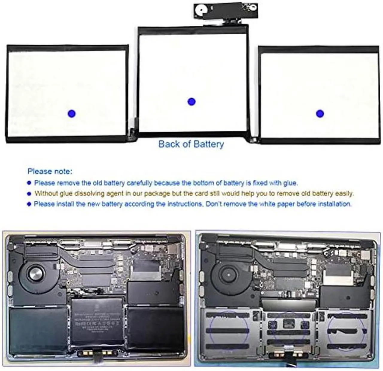Alt view image 5 of 5 - MacBook Pro A1708 Battery A1713 for MacBook Pro 13 Inch A1708 Late 2016 Mid 2017 (EMC 2978 3164), A2171 Laptop Replacement Battery for MacBook Pro 13 Inch A2159 (2019) A2289 (2020) A2338 (2020)