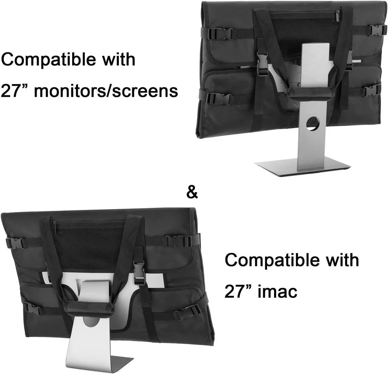 Alt view image 2 of 5 - Trunab Travel Carrying Case for 27" LCD Screens and Monitors, With Padded Velvet Lining, Protective Monitor Bag Compatible With iMac 27" and Accessories, Black (Patented Design)