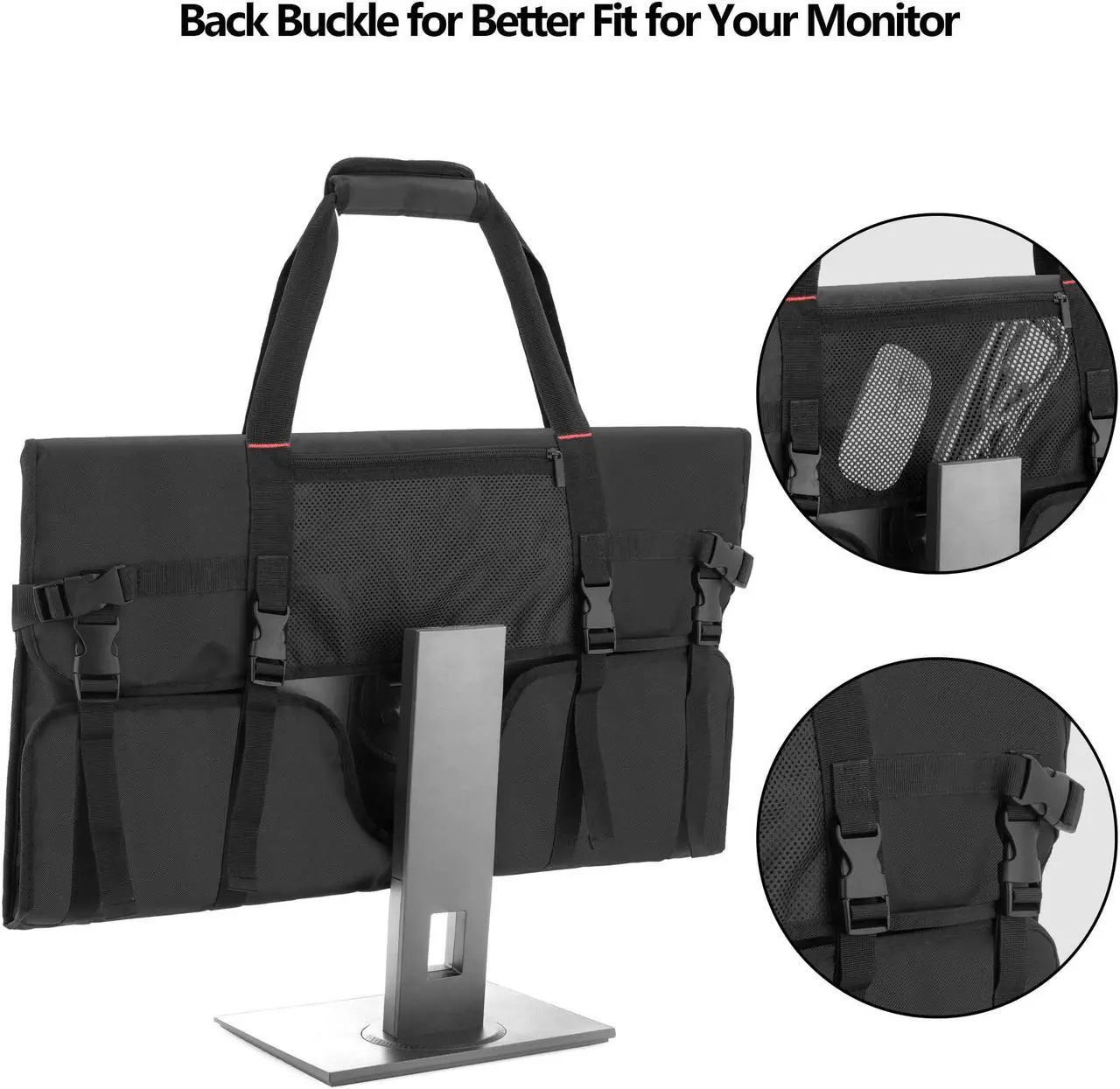 Alt view image 3 of 5 - Trunab Travel Carrying Case for 27" LCD Screens and Monitors, With Padded Velvet Lining, Protective Monitor Bag Compatible With iMac 27" and Accessories, Black (Patented Design)