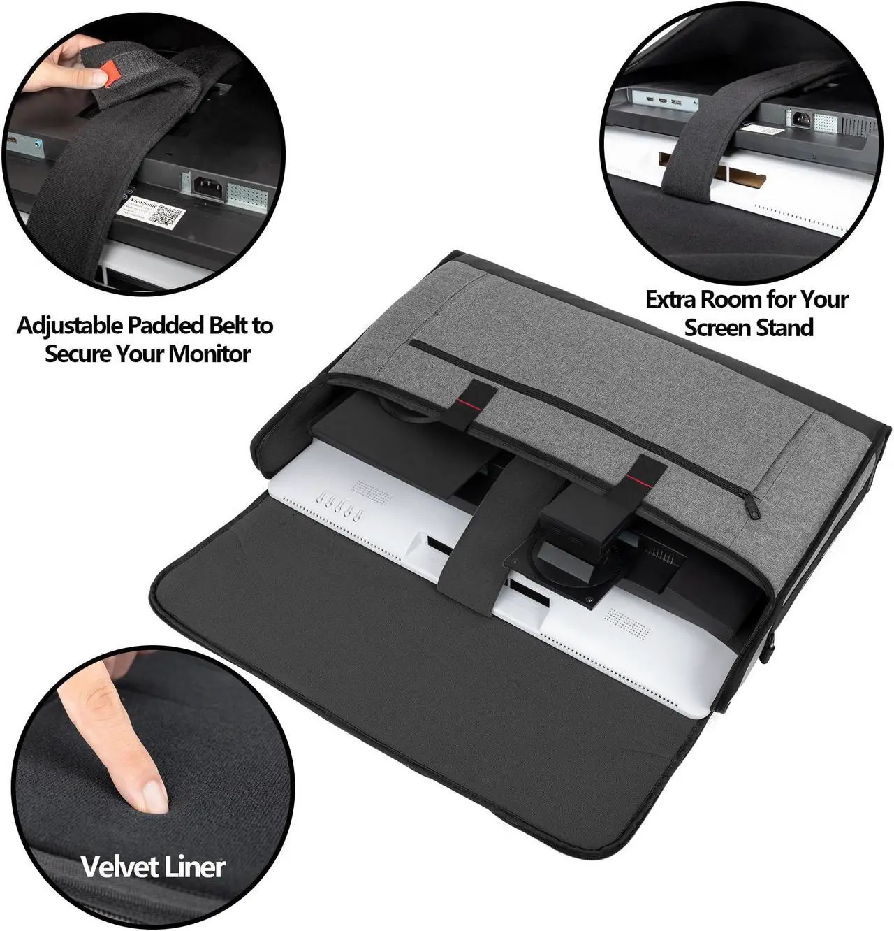 Alt view image 2 of 5 - Trunab Monitor Carrying Case 24-27 Inch Padded Travel Bag Hold Up to 2 LCD Screens/TVs, Not Compatible with iMac, with Accessories Pocket, Shoulder Strap