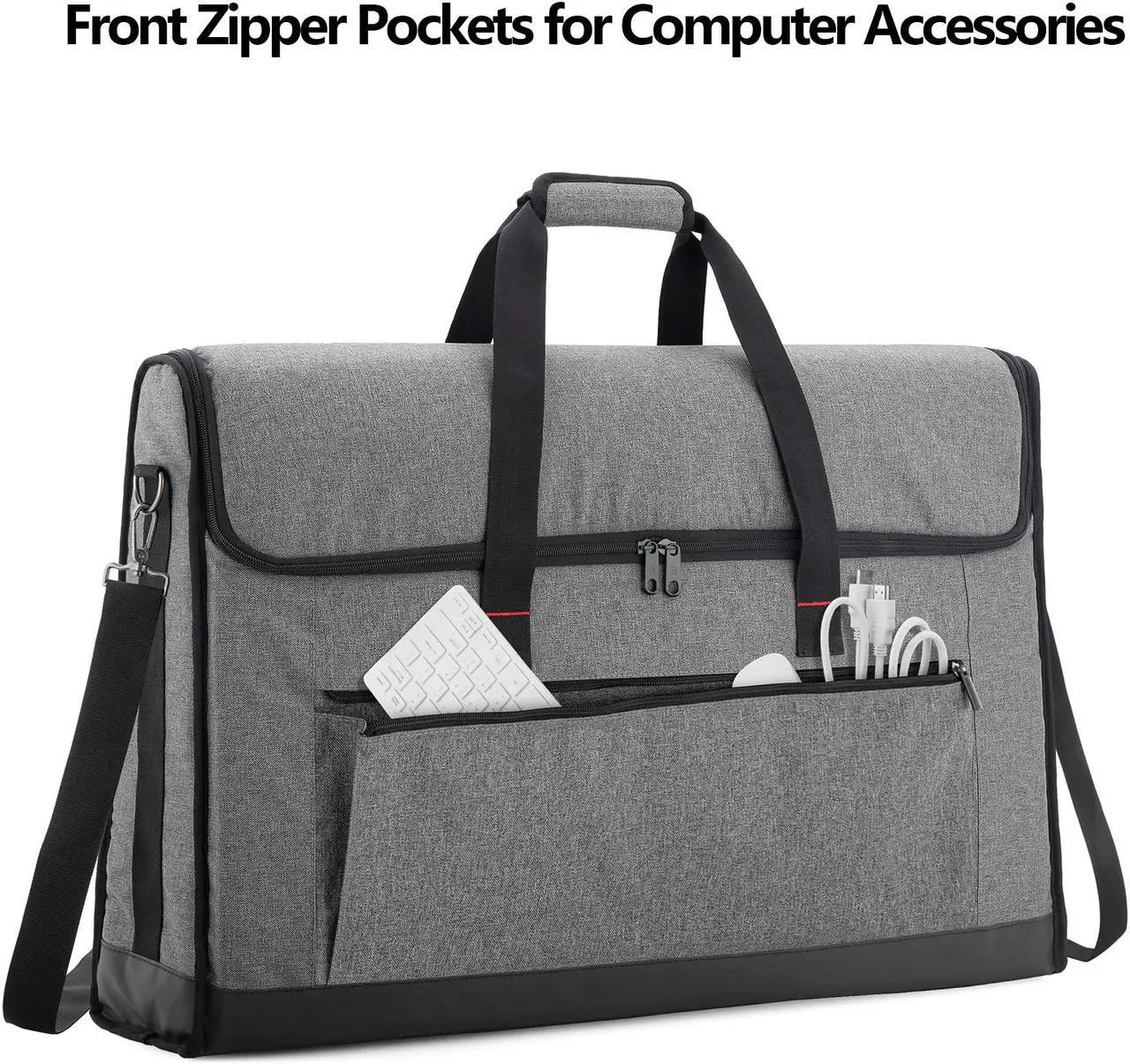 Alt view image 3 of 5 - Trunab Monitor Carrying Case 24-27 Inch Padded Travel Bag Hold Up to 2 LCD Screens/TVs, Not Compatible with iMac, with Accessories Pocket, Shoulder Strap