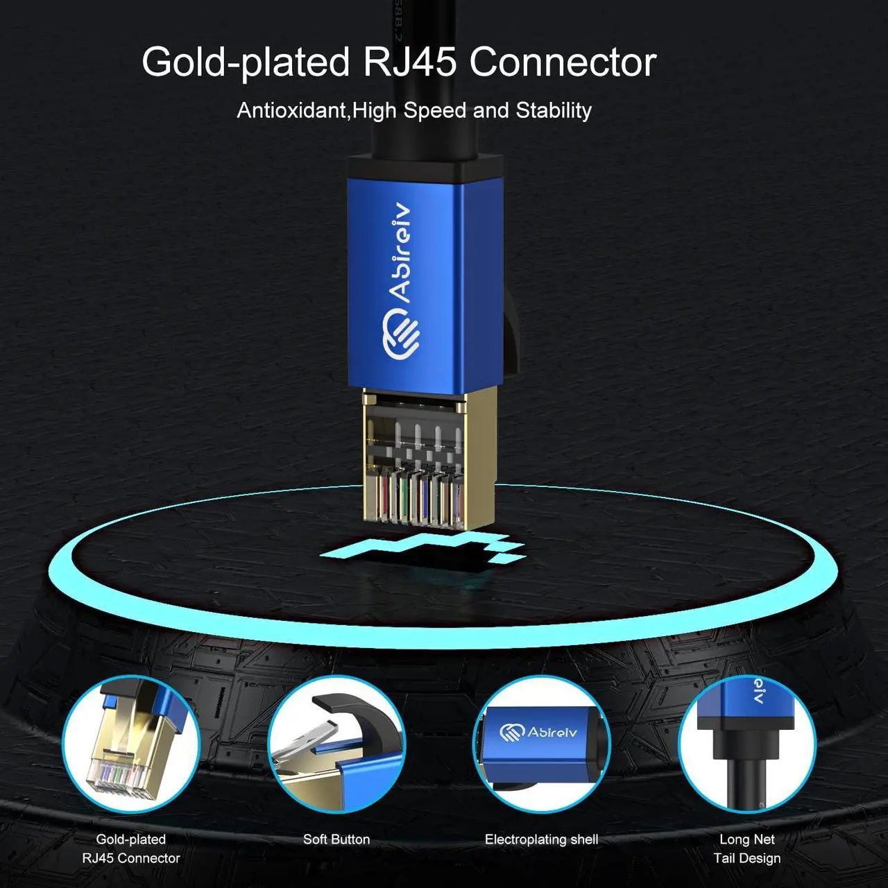 Alt view image 3 of 5 - Abireiv Cat7 Ethernet Cable 150ft, Cat7 Outdoor Cable Triple Shielding SSTP 10Gbps 600MHz Ethernet Patch Cable for Modem Router LAN RJ45, UV/Water Proof, Direct Burial, PE Jacket