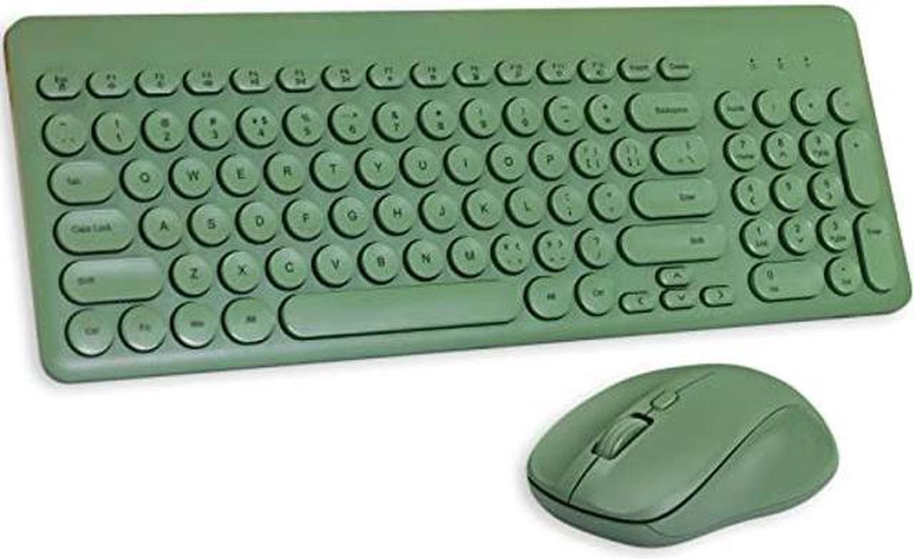 Arcwares Wireless Keyboard and Mouse Combo, Sweet Green Cute Keyboard, 2.4G USB Ergonomic Full-Sized Mute Keyboard for Computer, Laptop, PC Desktops, Mac