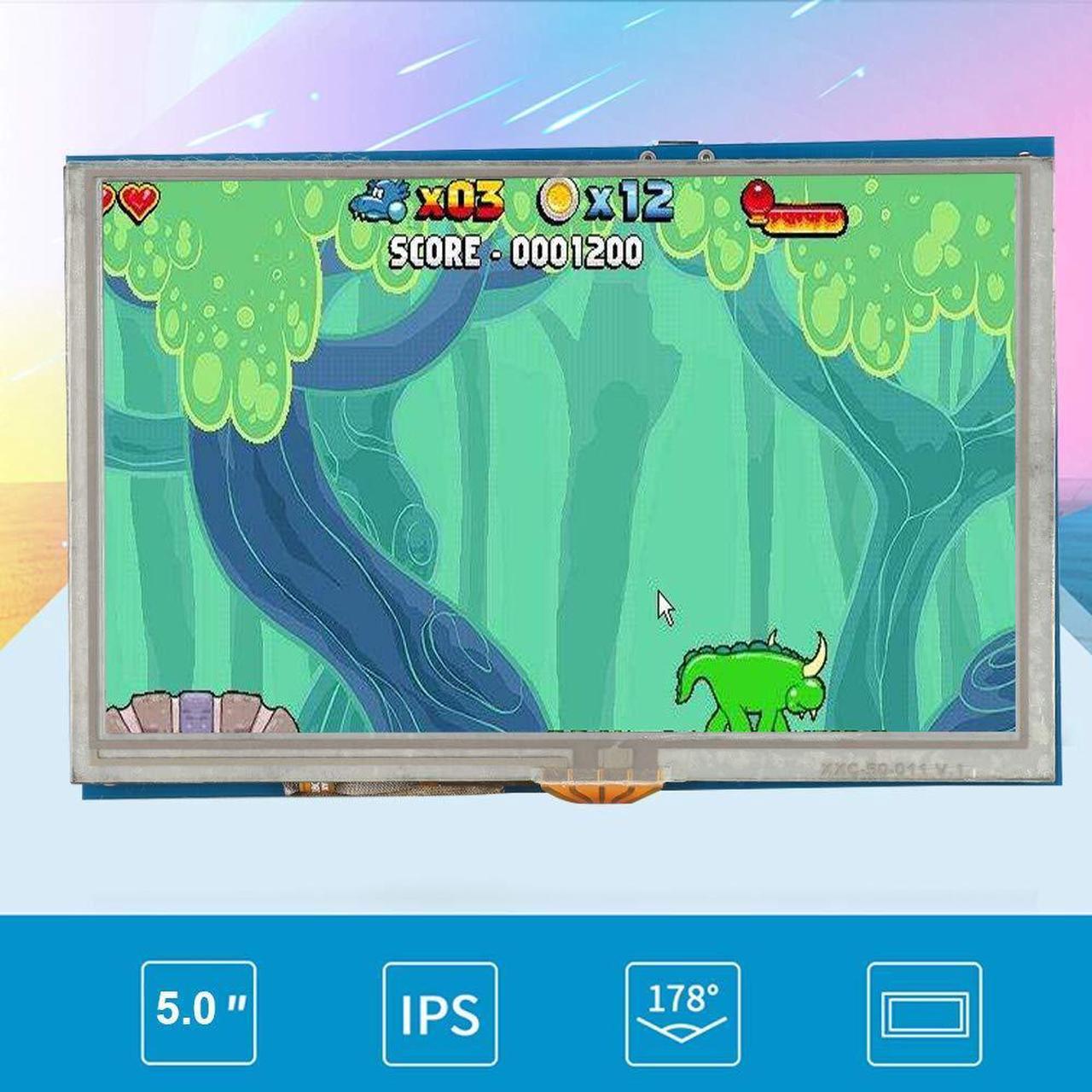 Alt view image 2 of 5 - 5 Inch HDMI LCD Touch Screen 800x480 HD Resolution HD Display for Raspberry PI3 PI2/B+ Monitor,Support Standard HDMI Interface Input