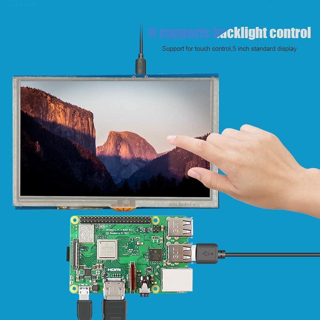 Alt view image 3 of 5 - 5 Inch HDMI LCD Touch Screen 800x480 HD Resolution HD Display for Raspberry PI3 PI2/B+ Monitor,Support Standard HDMI Interface Input