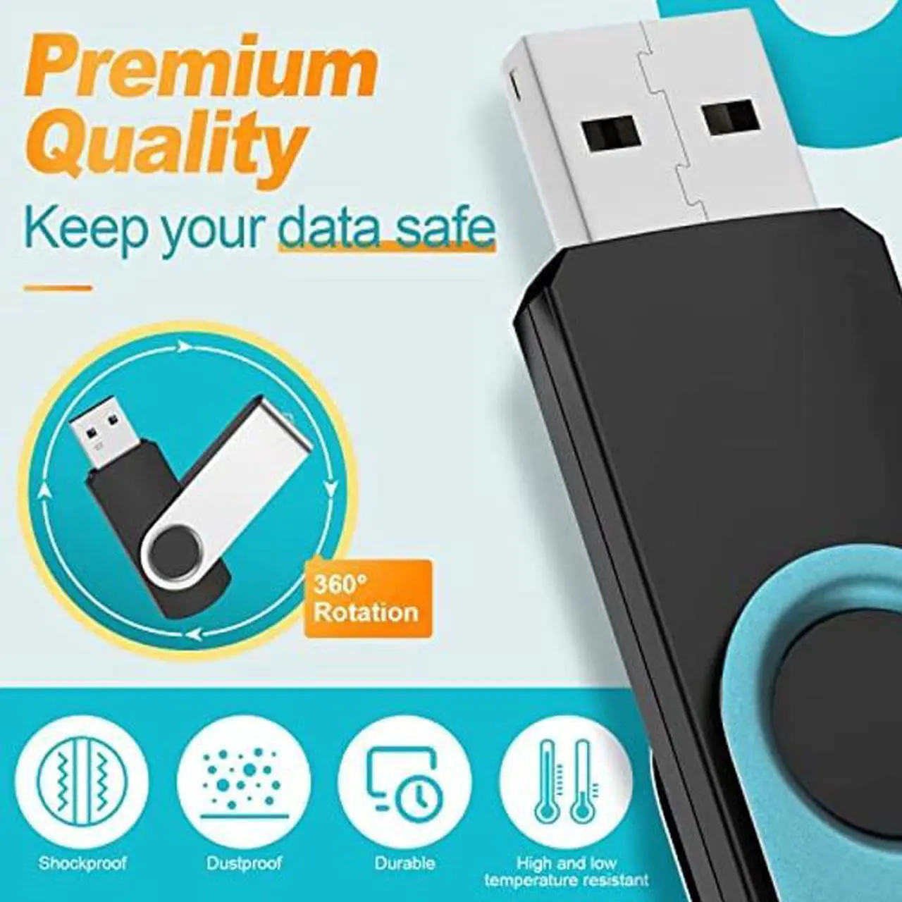 Alt view image 4 of 5 - Flash Drive 64GB Pack of 10 Thumb Drives Bulk Kepmem 64 Giga USB Drives Value Metal USB 2.0 Memory Sticks Swivel Pen Drive 64 GB, Portable Jump Drive Colorful Multipack Zip Drives for Data Storage
