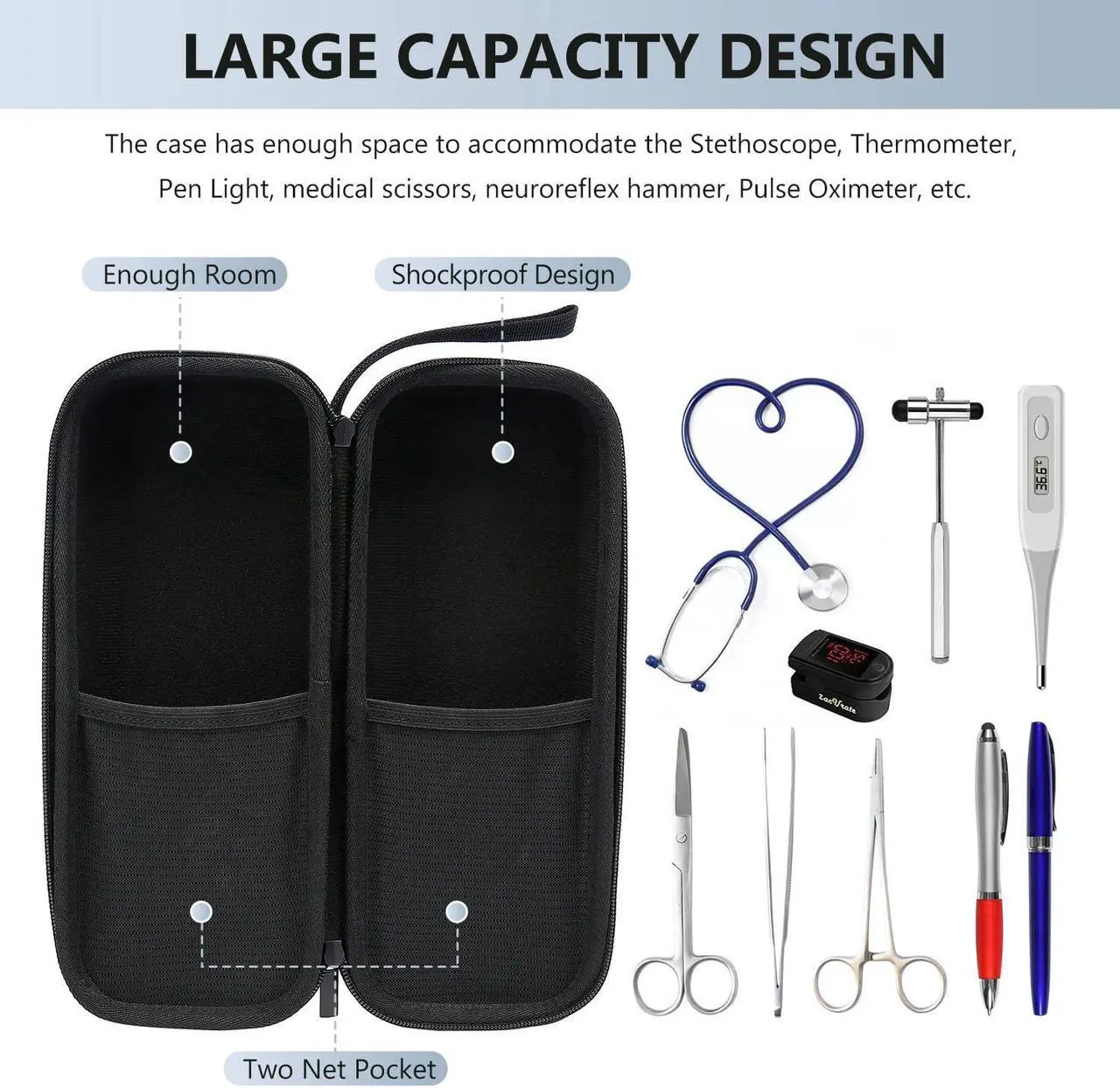 Alt view image 4 of 5 - LOVEVOOK Nurse Backpack Laptop Backpack for Women with Stethoscope Case & USB Charging Port Anti Theft Travel Backpacks Doctor Bag Fits 15.6 Inch Laptop and Notebook, Black